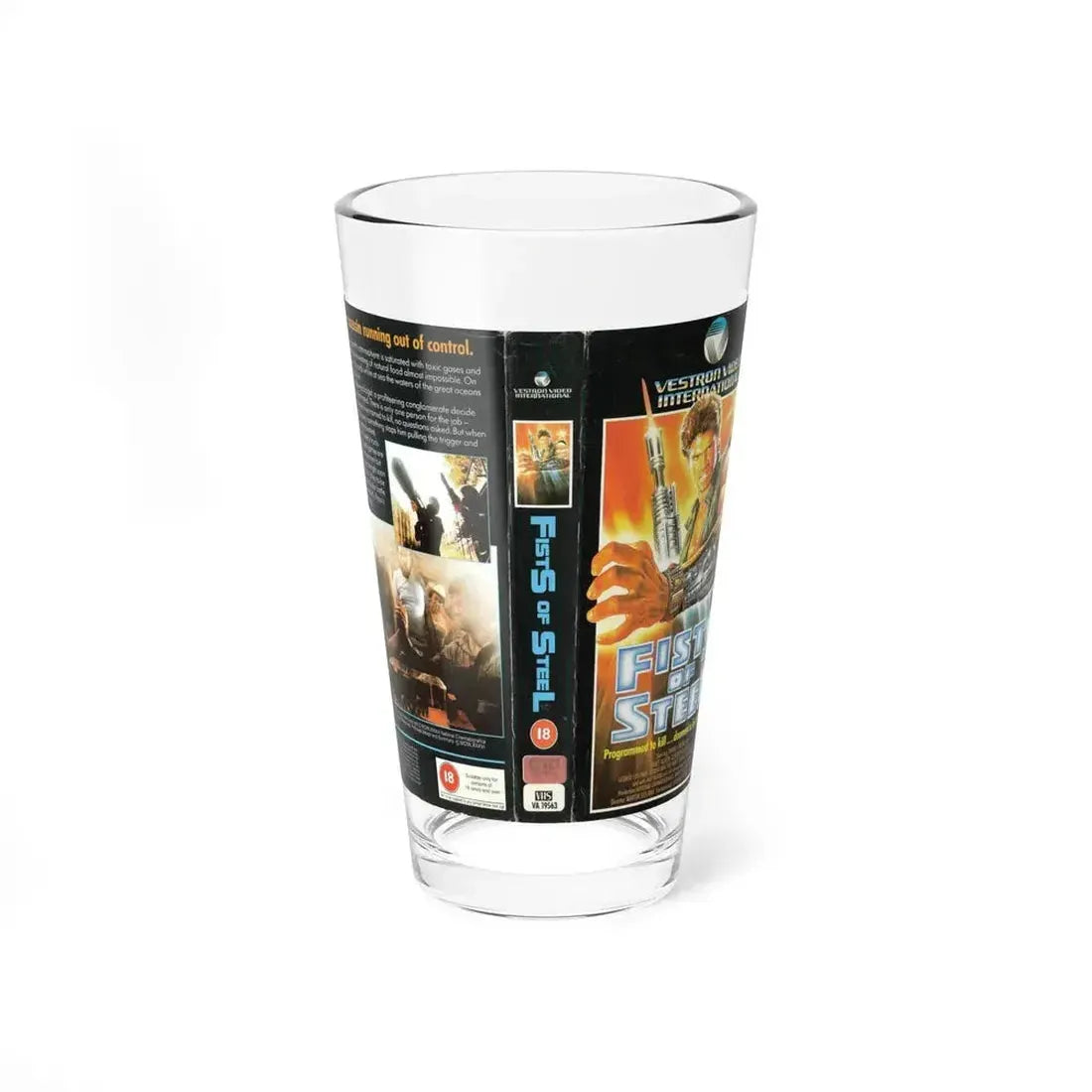 FISTS OF STEEL (VHS COVER) Pint Glass 16oz 16oz - Go Mug Yourself