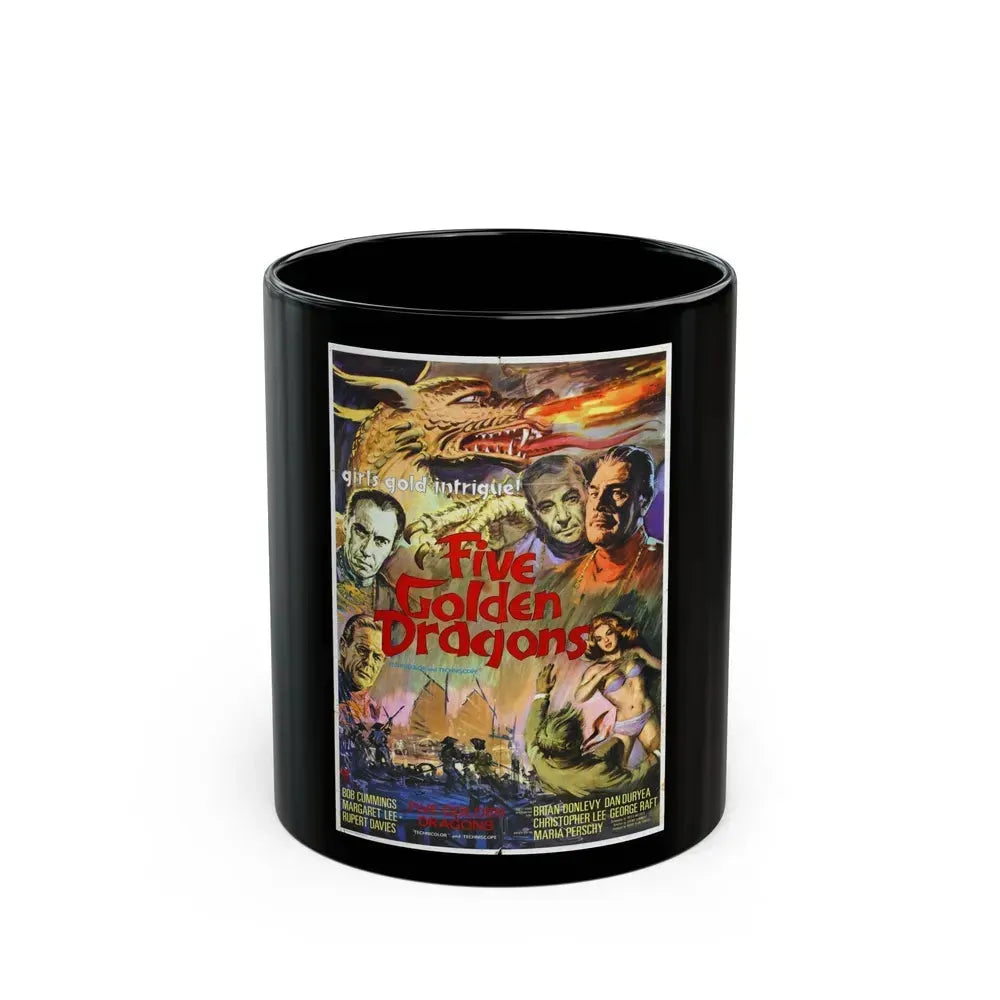 FIVE GOLDEN DRAGONS 1967 Movie Poster - Black Coffee Mug 11oz - Go Mug Yourself