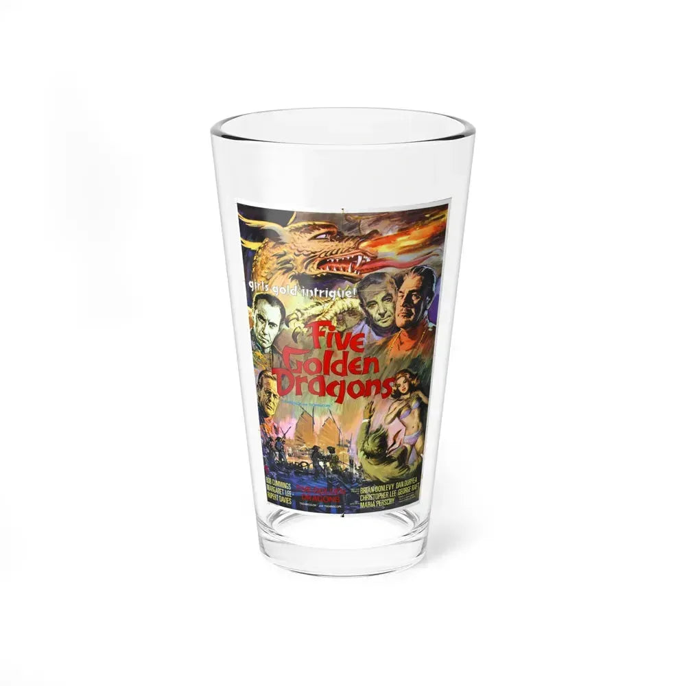 FIVE GOLDEN DRAGONS 1967 Movie Poster - Pint Glass 16oz 16oz - Go Mug Yourself