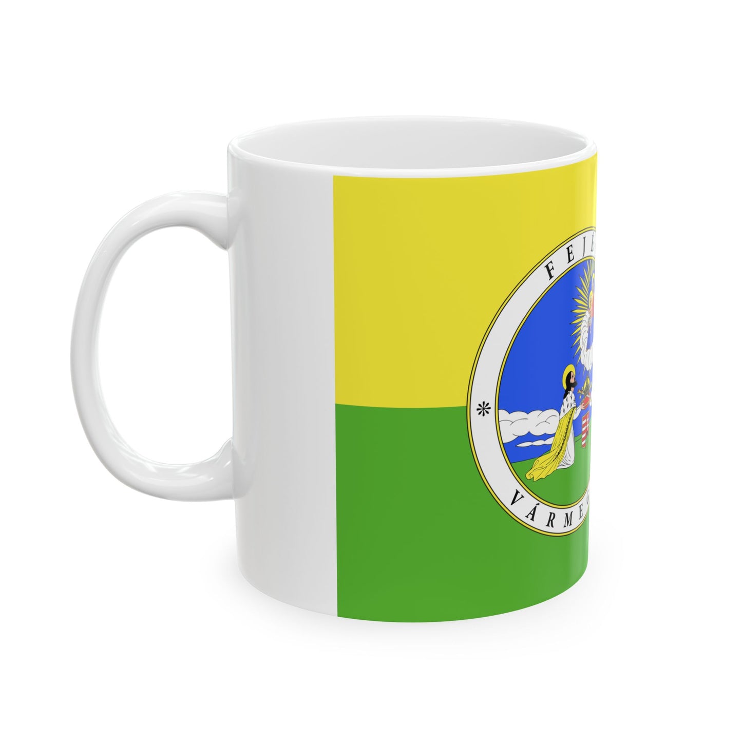 FLAG-Fejer-megye (Hungary) White Coffee Mug-Go Mug Yourself