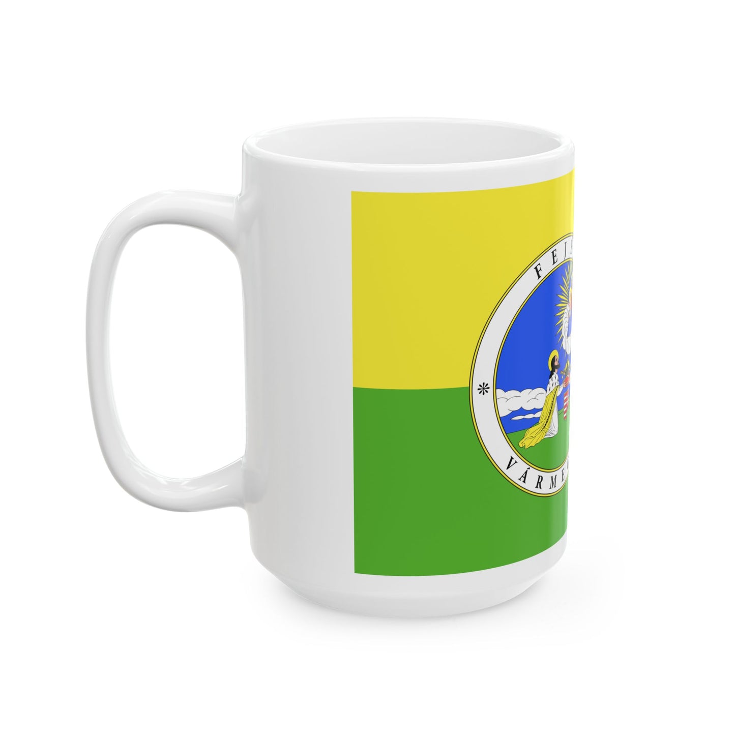 FLAG-Fejer-megye (Hungary) White Coffee Mug-Go Mug Yourself