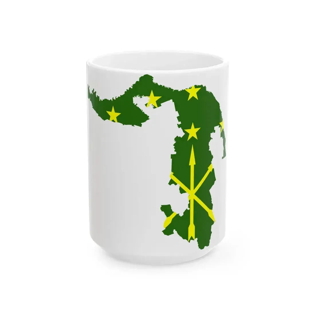 Flag-map of Adygea (Russia) White Coffee Mug 15oz - Go Mug Yourself