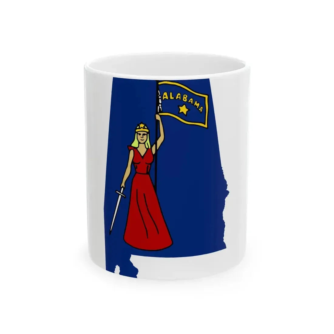 Flag-map of Alabama 1861 (United States) White Coffee Mug 11oz - Go Mug Yourself