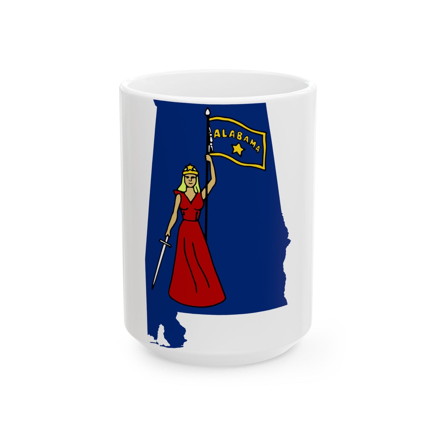 Flag-map of Alabama 1861 (United States) White Coffee Mug-15oz-Go Mug Yourself