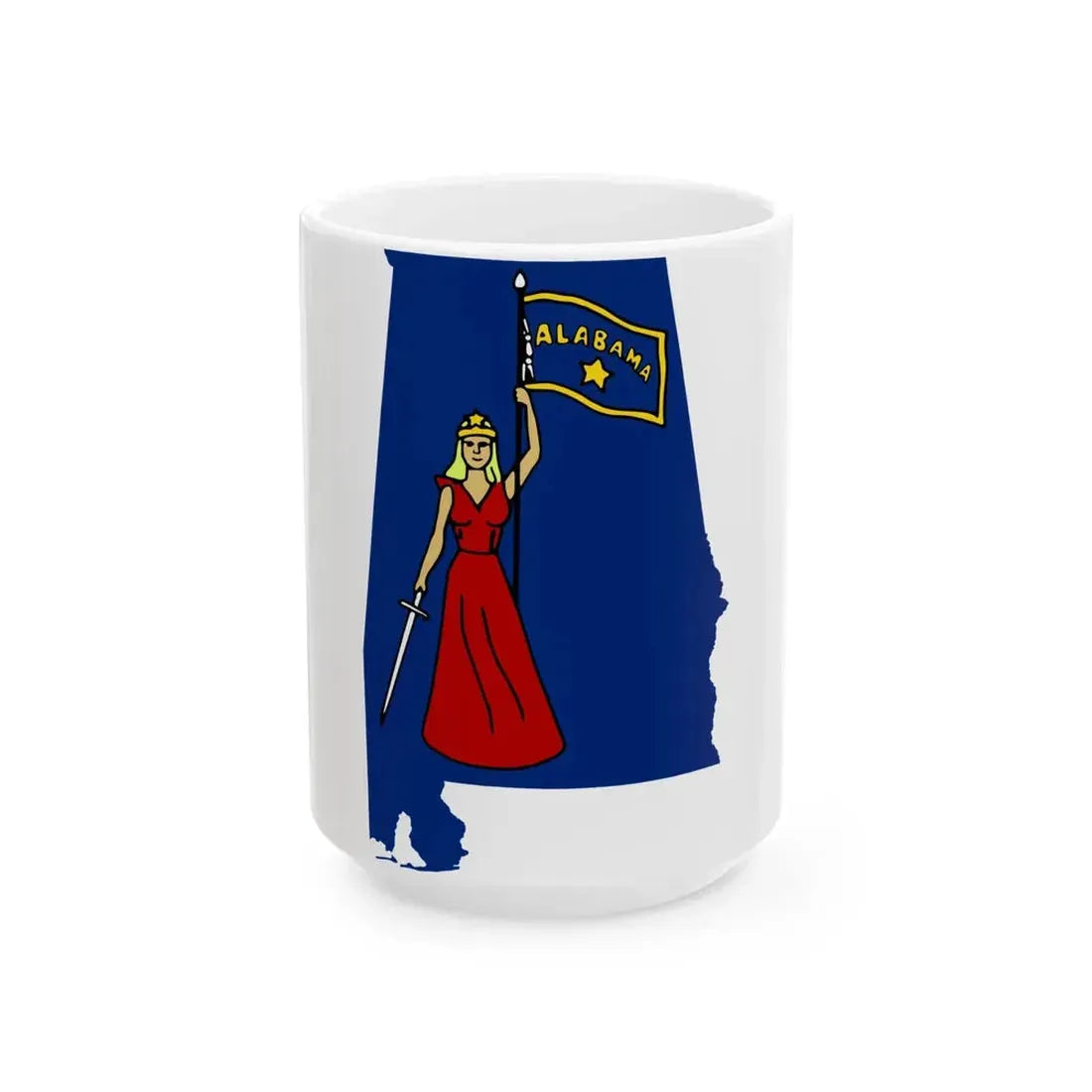 Flag-map of Alabama 1861 (United States) White Coffee Mug 15oz - Go Mug Yourself
