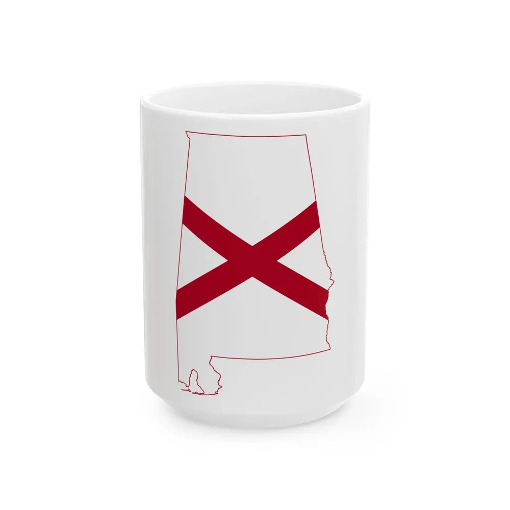 Flag-map of Alabama (United States) White Coffee Mug 15oz - Go Mug Yourself