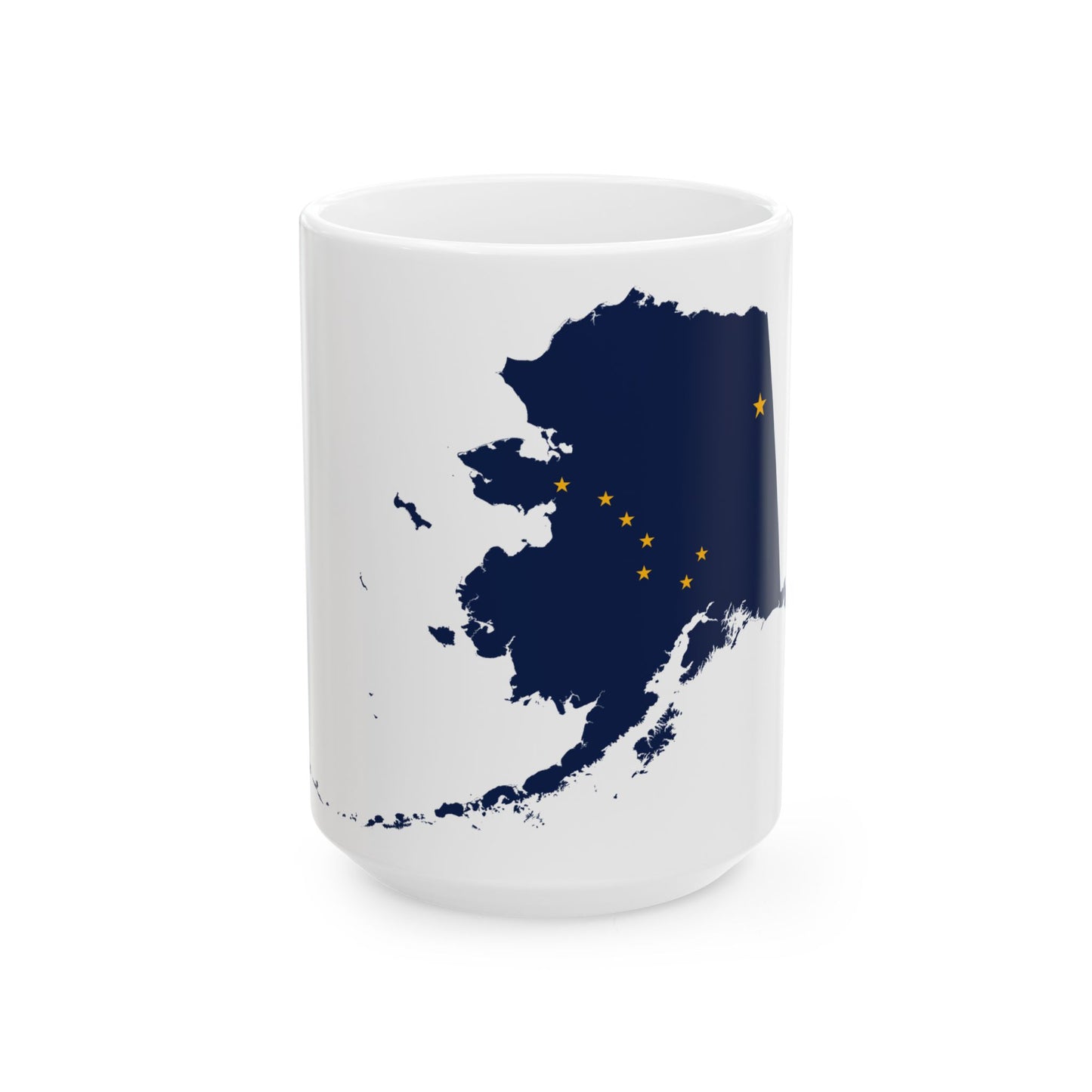 Flag map of Alaska (United States) White Coffee Mug-15oz-Go Mug Yourself