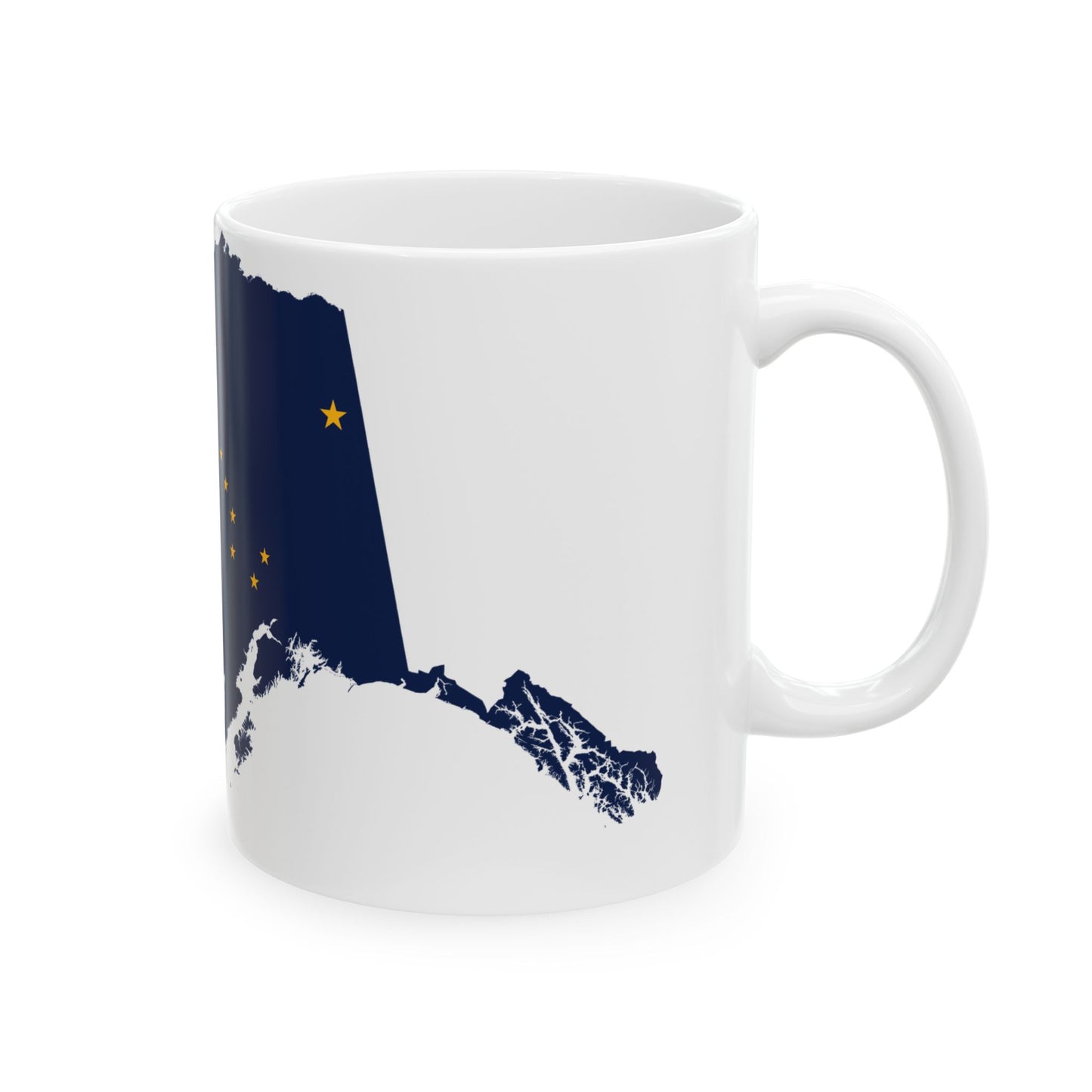 Flag map of Alaska (United States) White Coffee Mug-Go Mug Yourself
