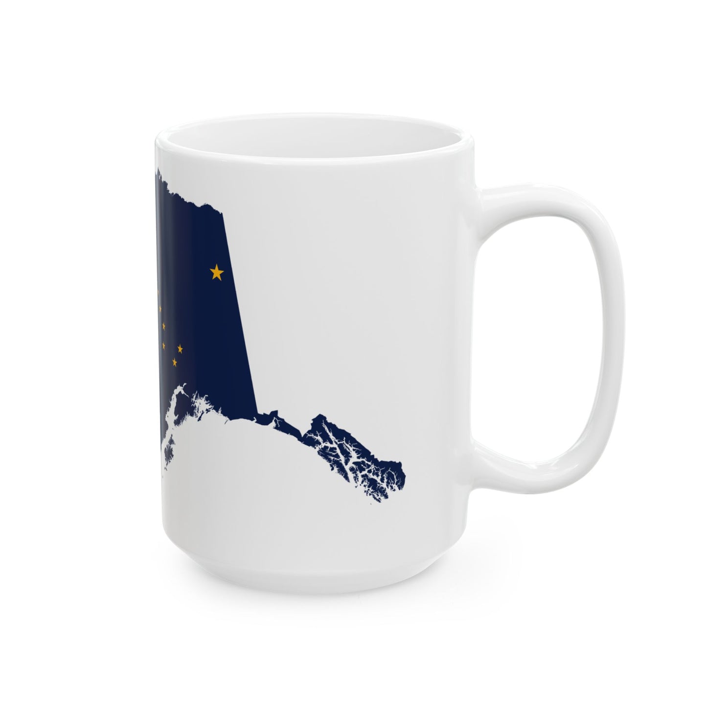 Flag map of Alaska (United States) White Coffee Mug-Go Mug Yourself