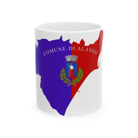 Flag map of Alassio (Italy) White Coffee Mug 11oz - Go Mug Yourself