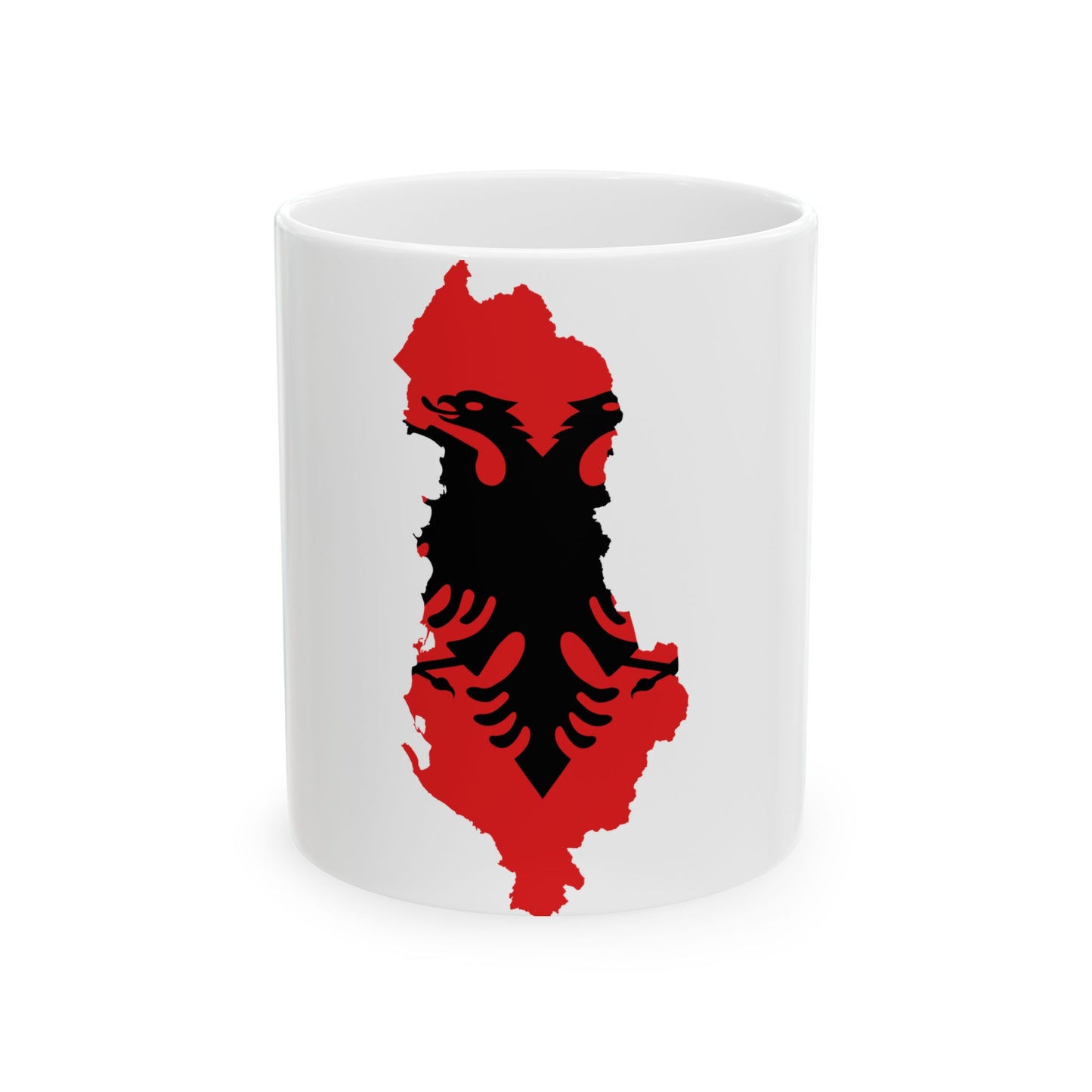 Flag map of Albania 1992-2002 (Albania) White Coffee Mug-11oz-Go Mug Yourself