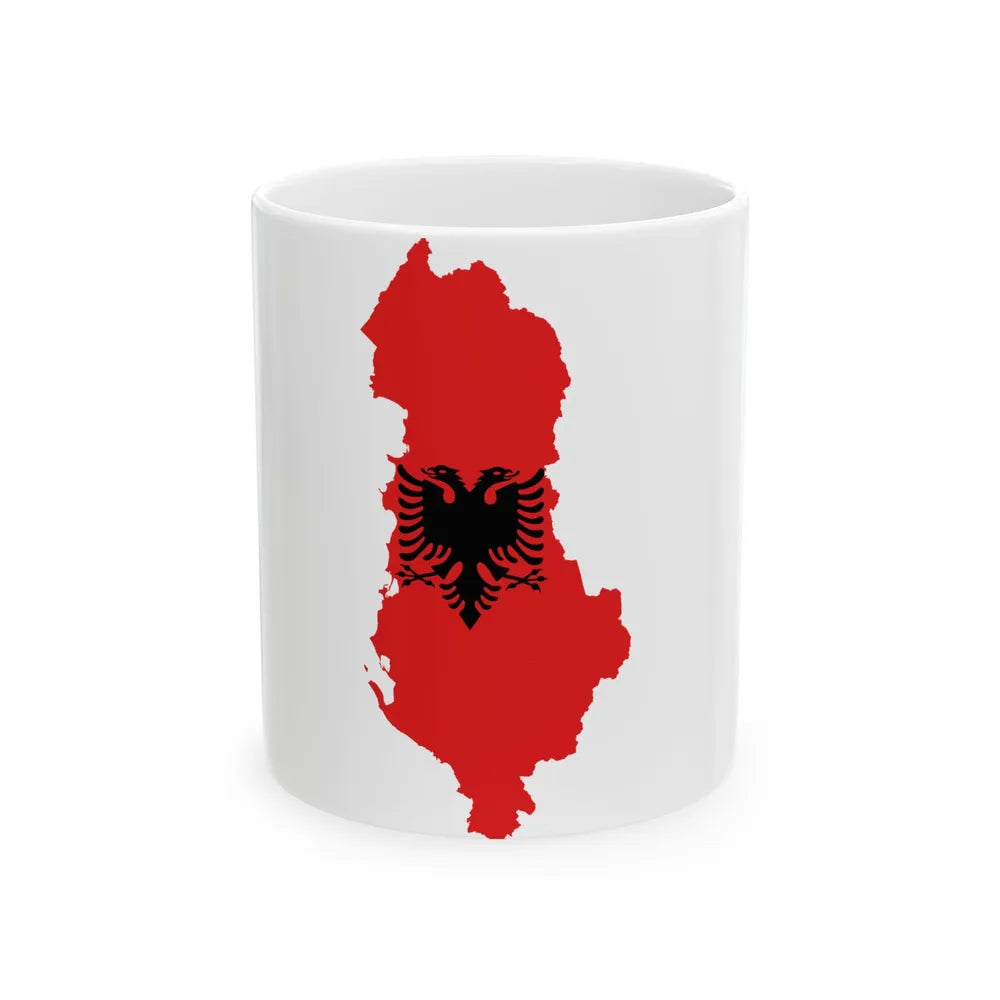 Flag-map of Albania (Albania) White Coffee Mug 11oz - Go Mug Yourself