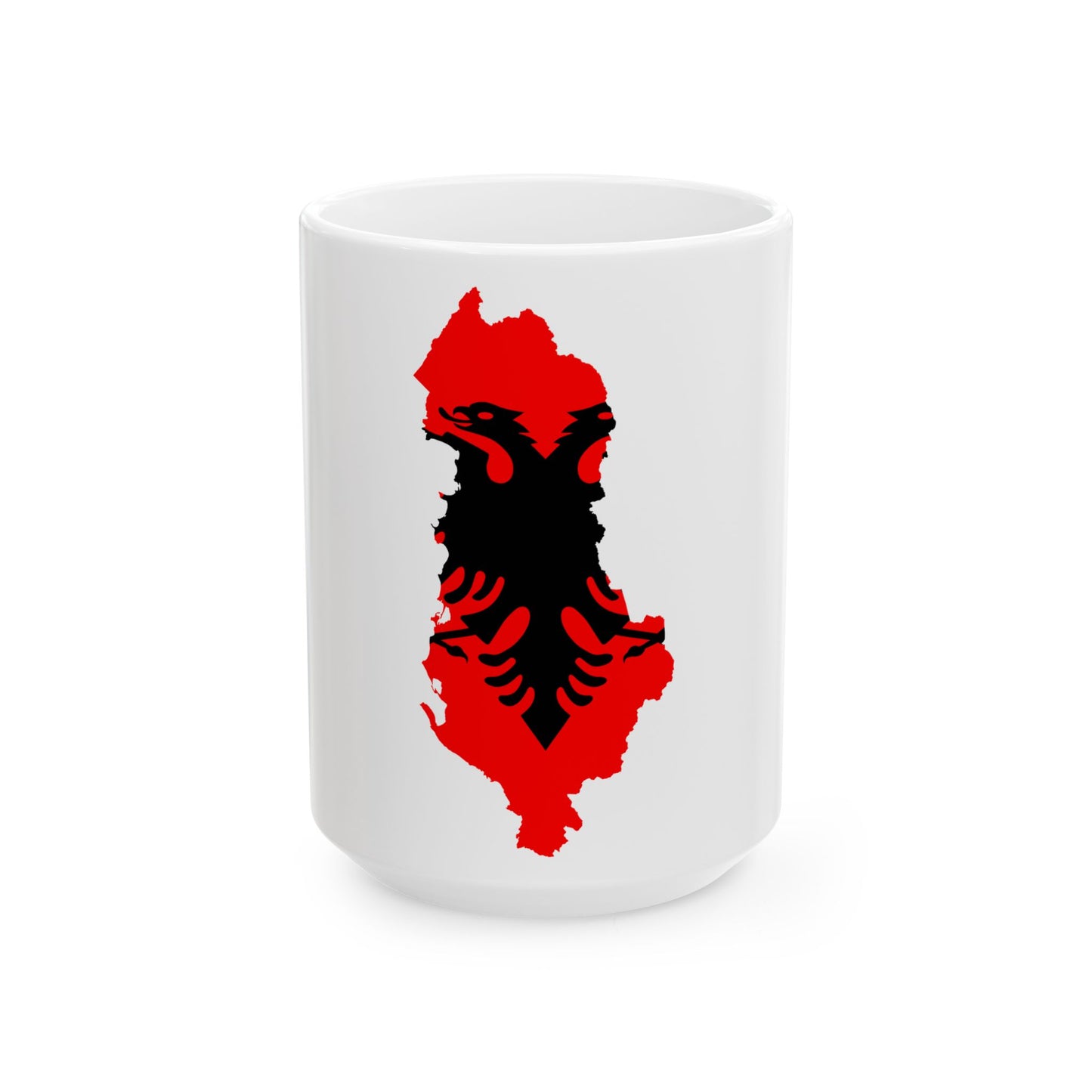 Flag map of Albania (Albania) White Coffee Mug-15oz-Go Mug Yourself