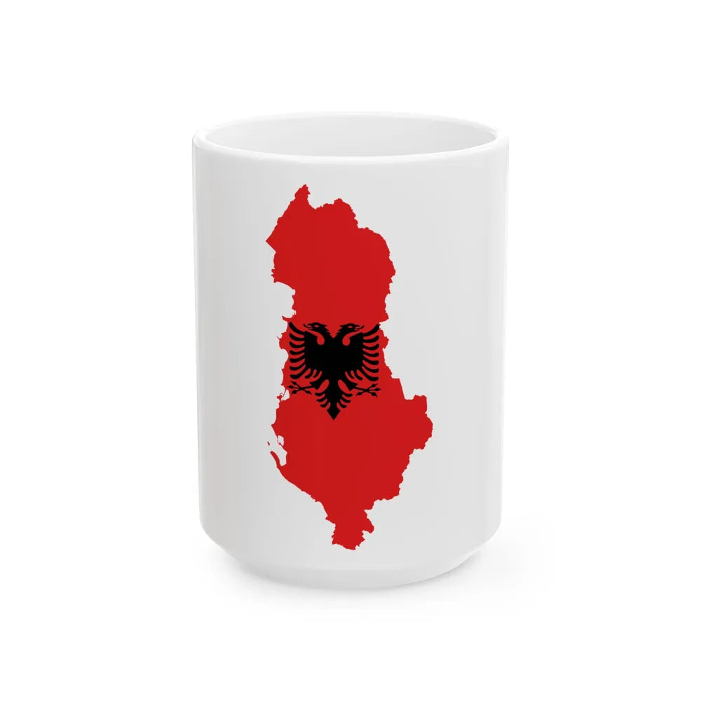 Flag-map of Albania (Albania) White Coffee Mug 15oz - Go Mug Yourself