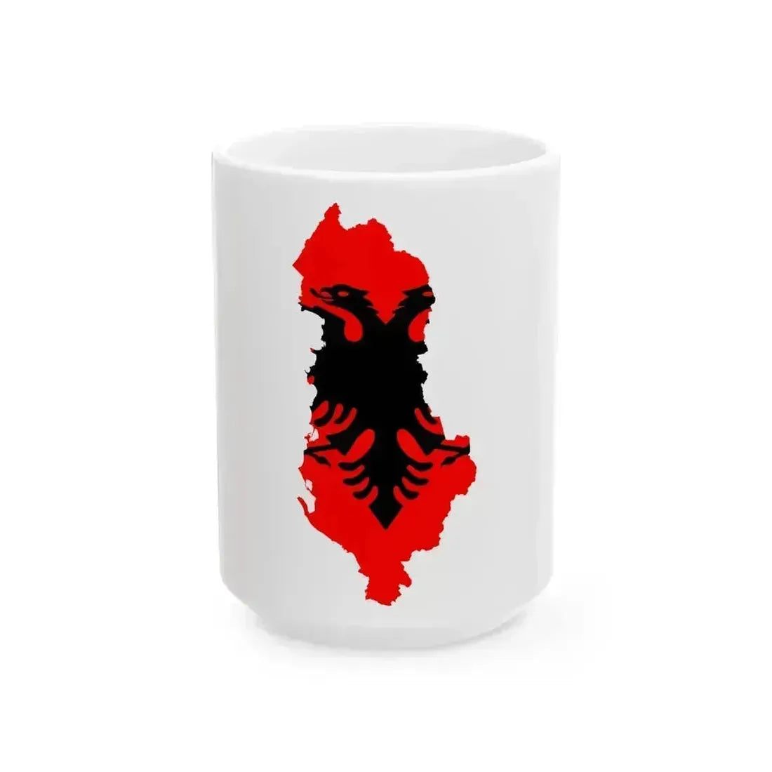 Flag map of Albania (Albania) White Coffee Mug 15oz - Go Mug Yourself