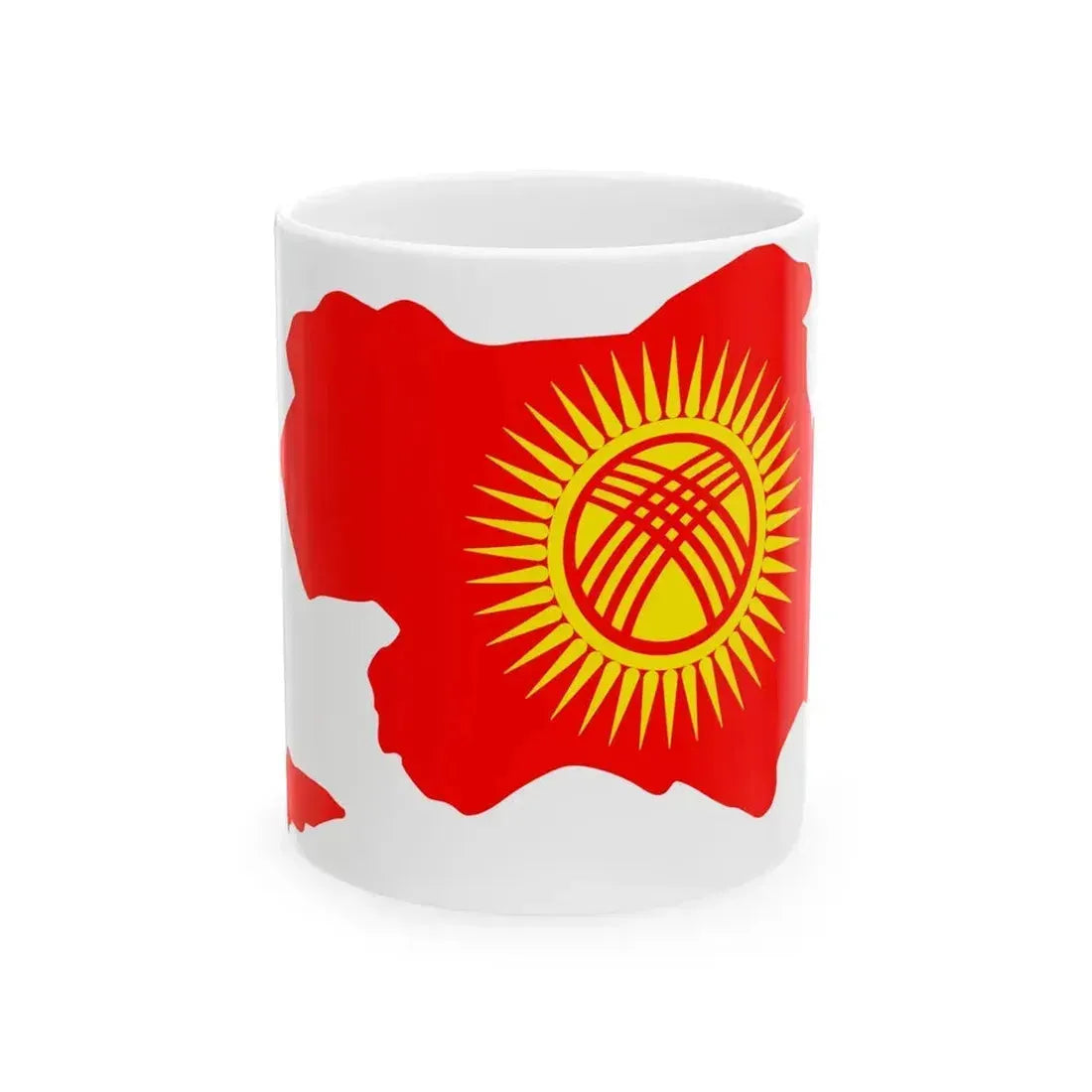 Flag map of all territories occupied by Kyrgyzstan (Kyrgyzstan) White Coffee Mug 11oz - Go Mug Yourself