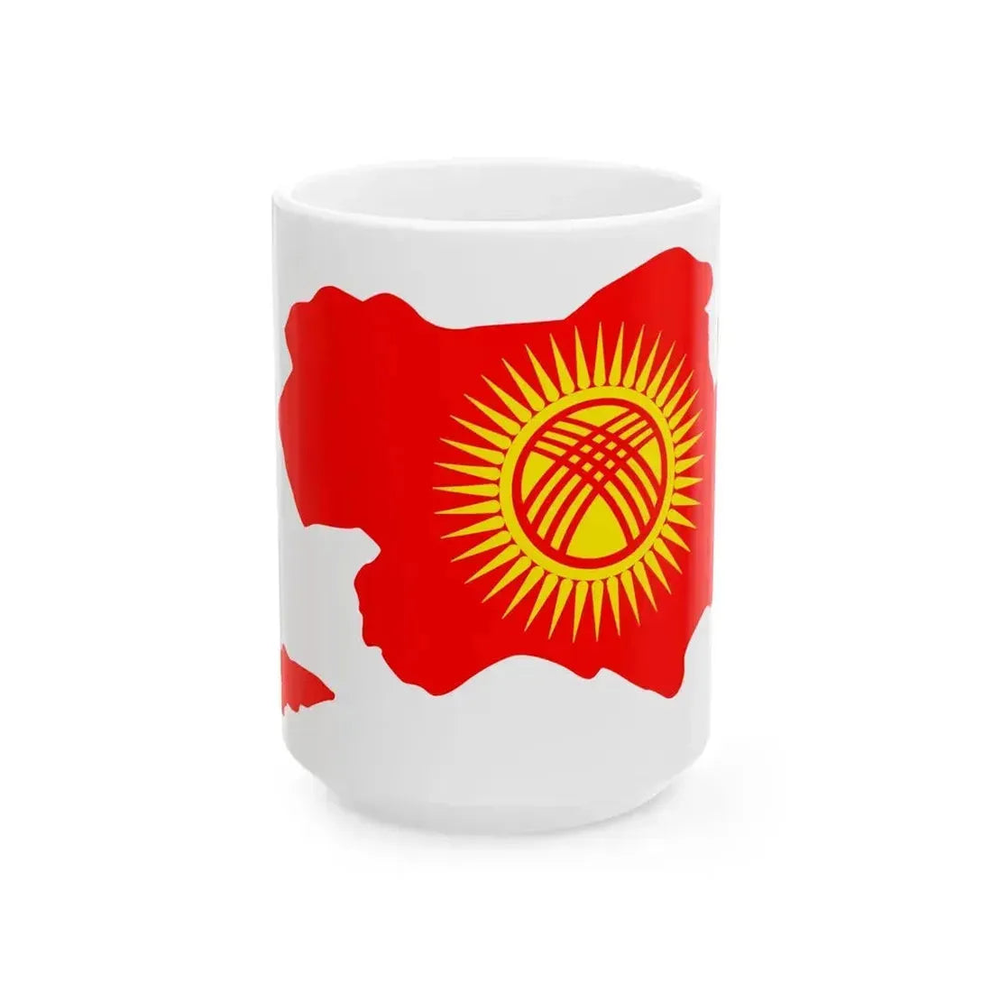 Flag map of all territories occupied by Kyrgyzstan (Kyrgyzstan) White Coffee Mug 15oz - Go Mug Yourself