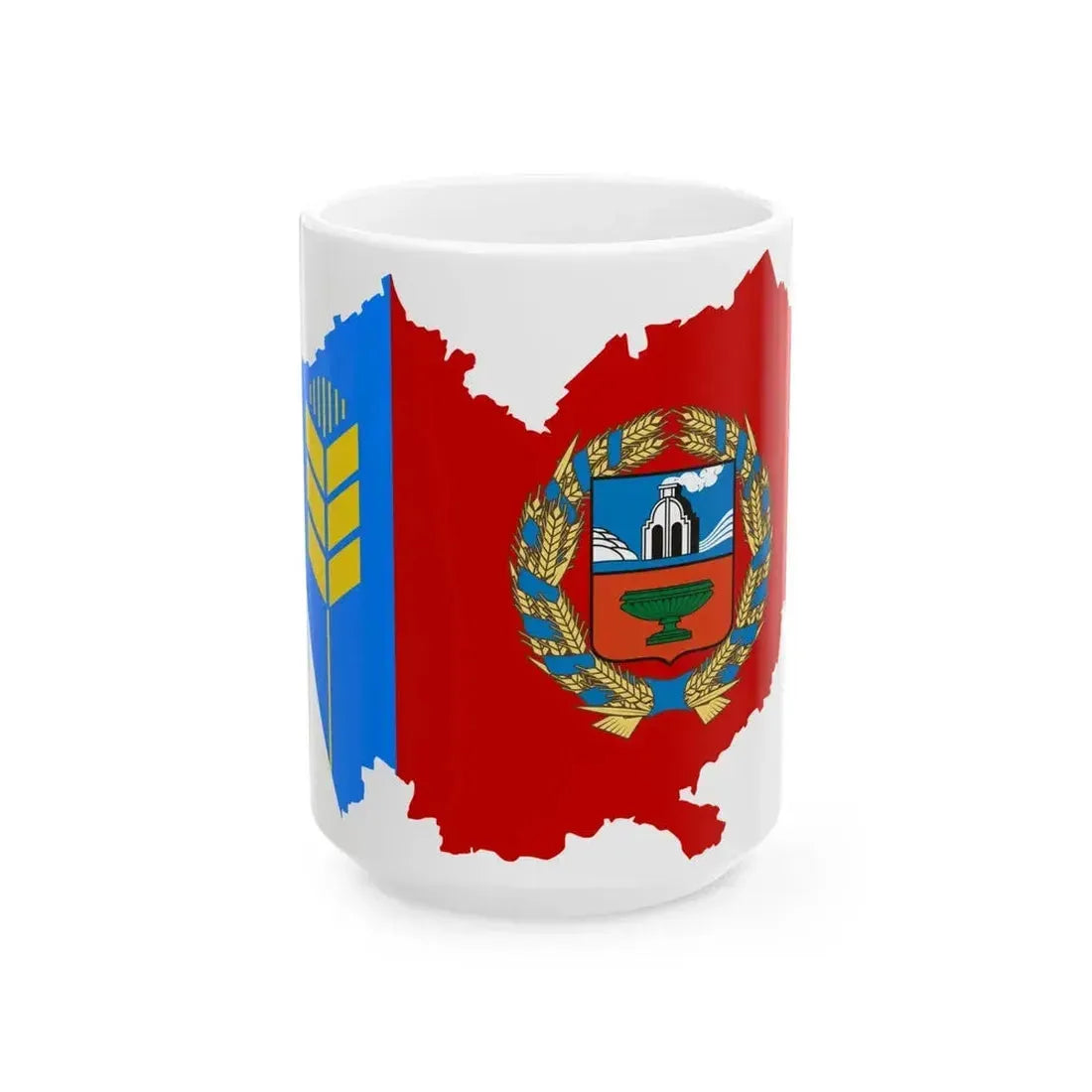 Flag map of Altai Krai (Russia) White Coffee Mug 15oz - Go Mug Yourself