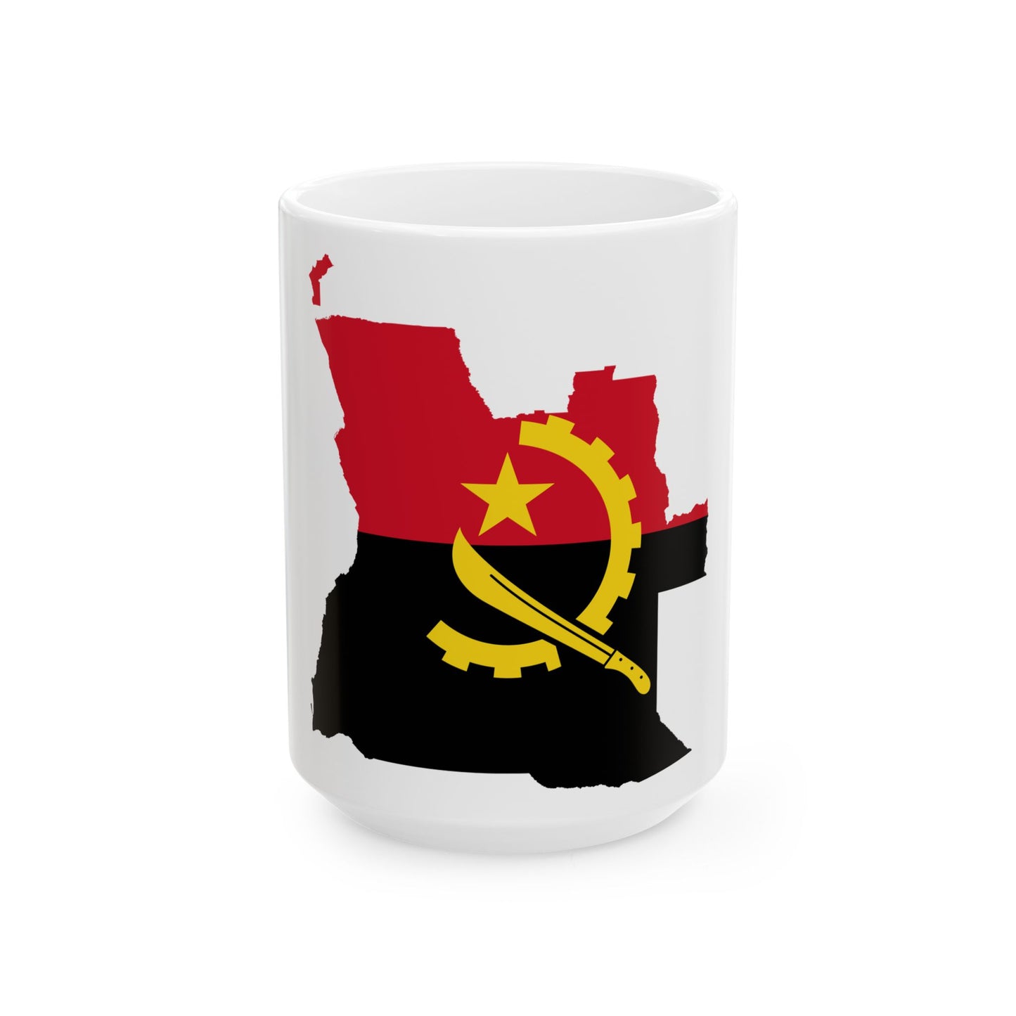 Flag map of Angola (Angola) White Coffee Mug-15oz-Go Mug Yourself