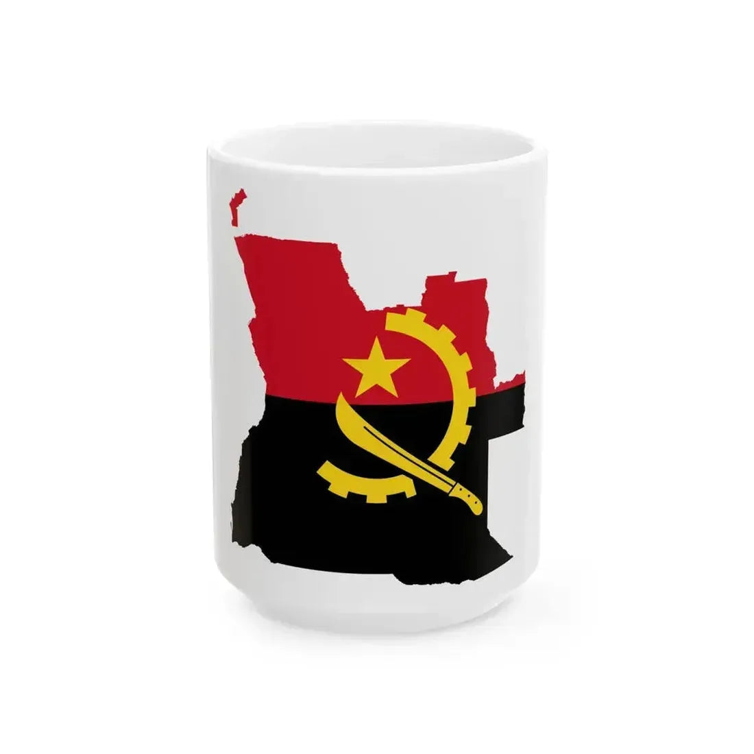Flag map of Angola (Angola) White Coffee Mug 15oz - Go Mug Yourself
