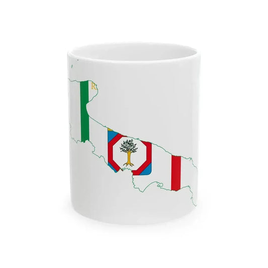 Flag map of Apulia (Italy) White Coffee Mug 11oz - Go Mug Yourself