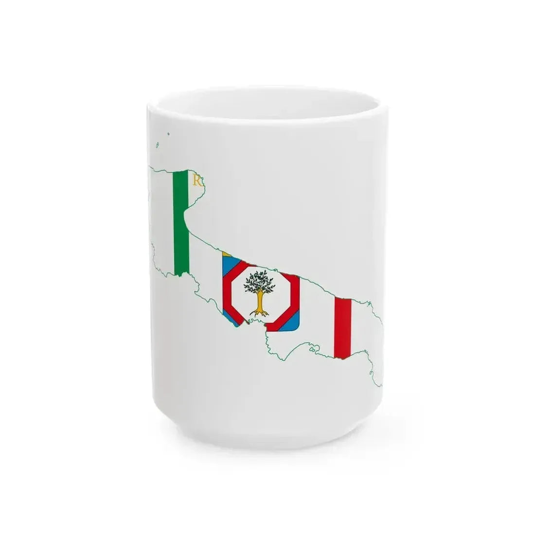 Flag map of Apulia (Italy) White Coffee Mug 15oz - Go Mug Yourself
