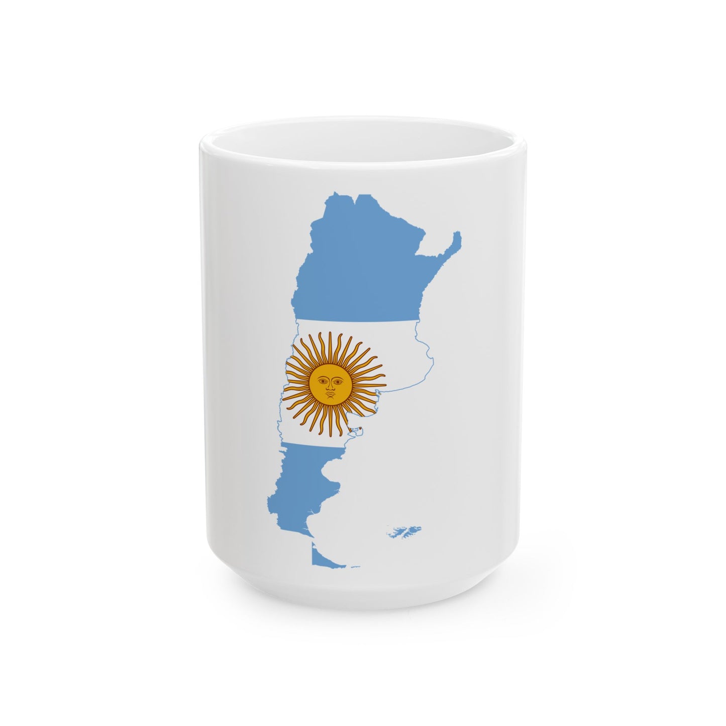 Flag-map of Argentina Falkland Islands (Argentina) White Coffee Mug-15oz-Go Mug Yourself