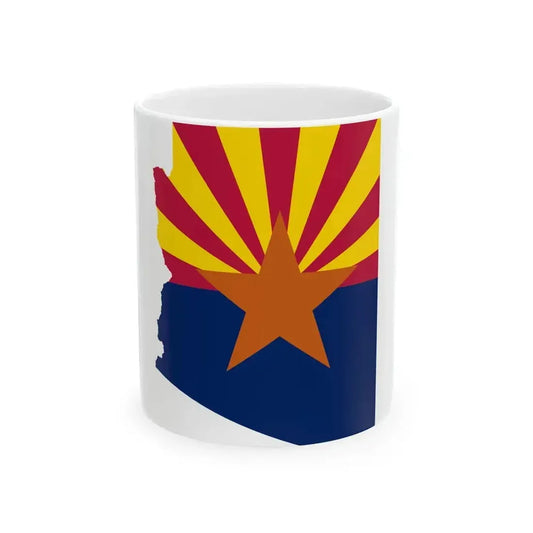 Flag map of Arizona (United States) White Coffee Mug 11oz - Go Mug Yourself