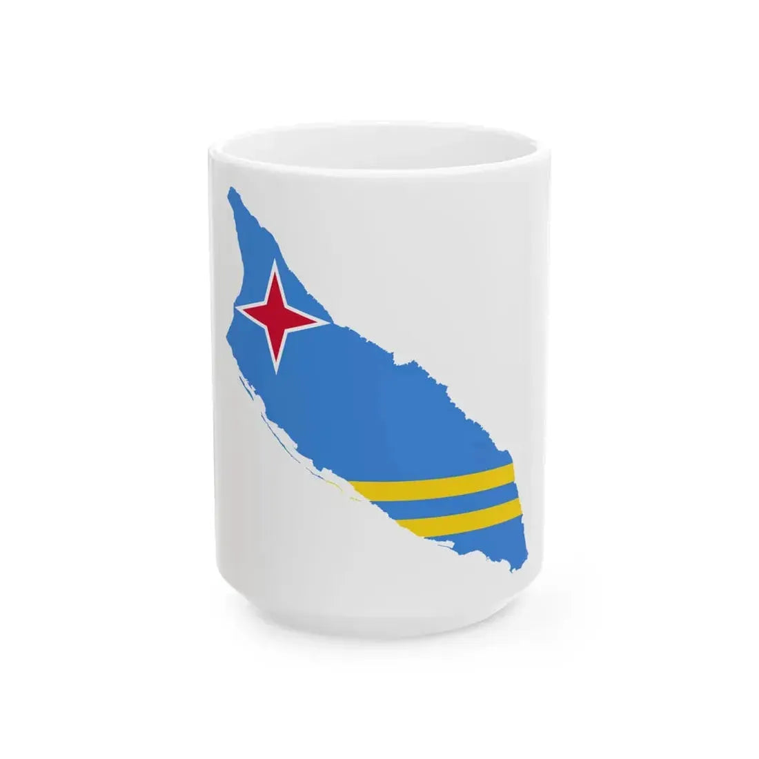 Flag-map of Aruba (Netherlands) White Coffee Mug 15oz - Go Mug Yourself