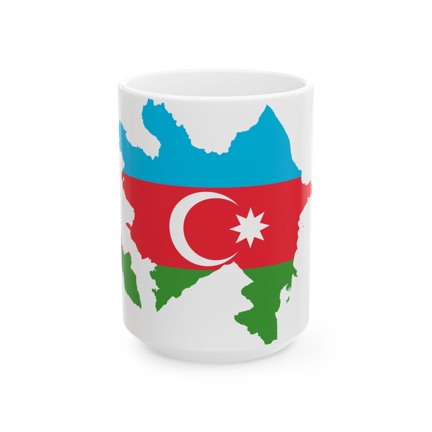 Flag-map of Azerbaijan (Azerbaijan) White Coffee Mug-15oz-Go Mug Yourself