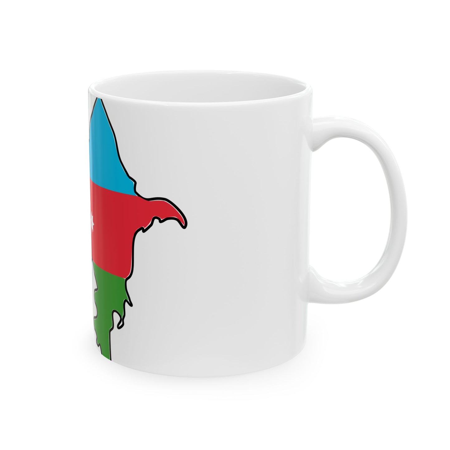 Flag map of Azerbaijan with Baku and Lankaran (Azerbaijan) White Coffee Mug-Go Mug Yourself