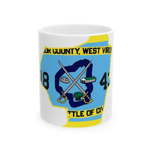 Flag map of Barbour County West Virginia (United States) White Coffee Mug 11oz - Go Mug Yourself
