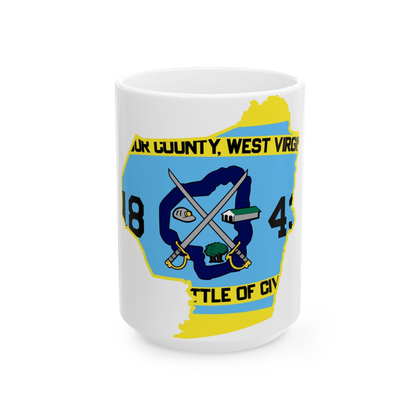 Flag map of Barbour County West Virginia (United States) White Coffee Mug-15oz-Go Mug Yourself