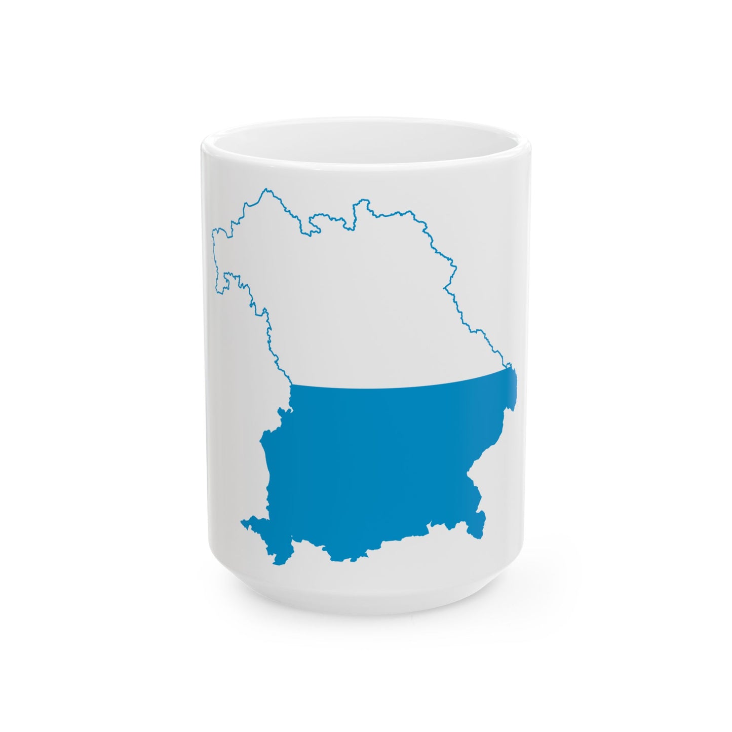 Flag map of Bavaria striped (Germany) White Coffee Mug-15oz-Go Mug Yourself