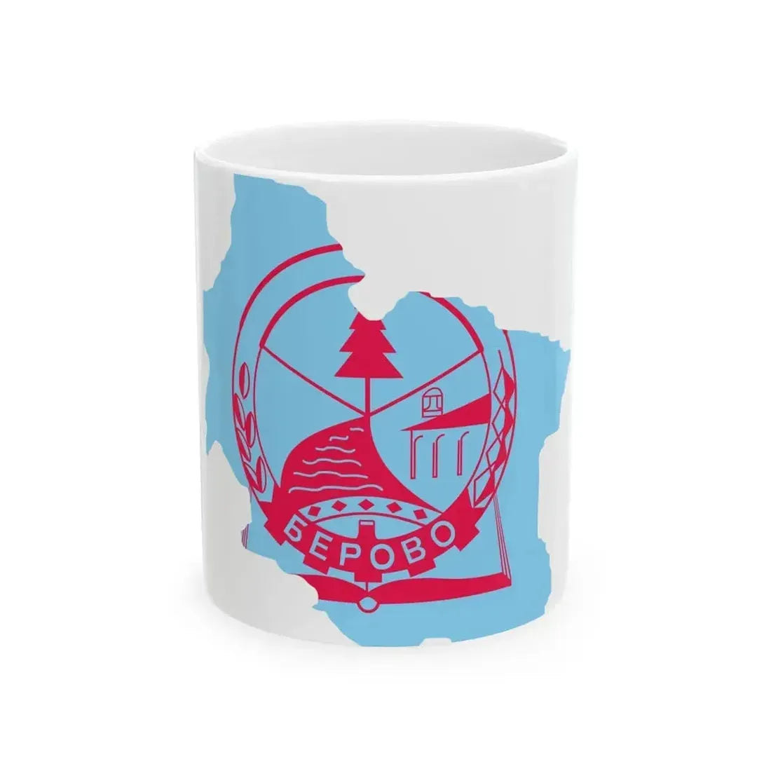 Flag map of Berovo Municipality (North Macedonia) White Coffee Mug 11oz - Go Mug Yourself