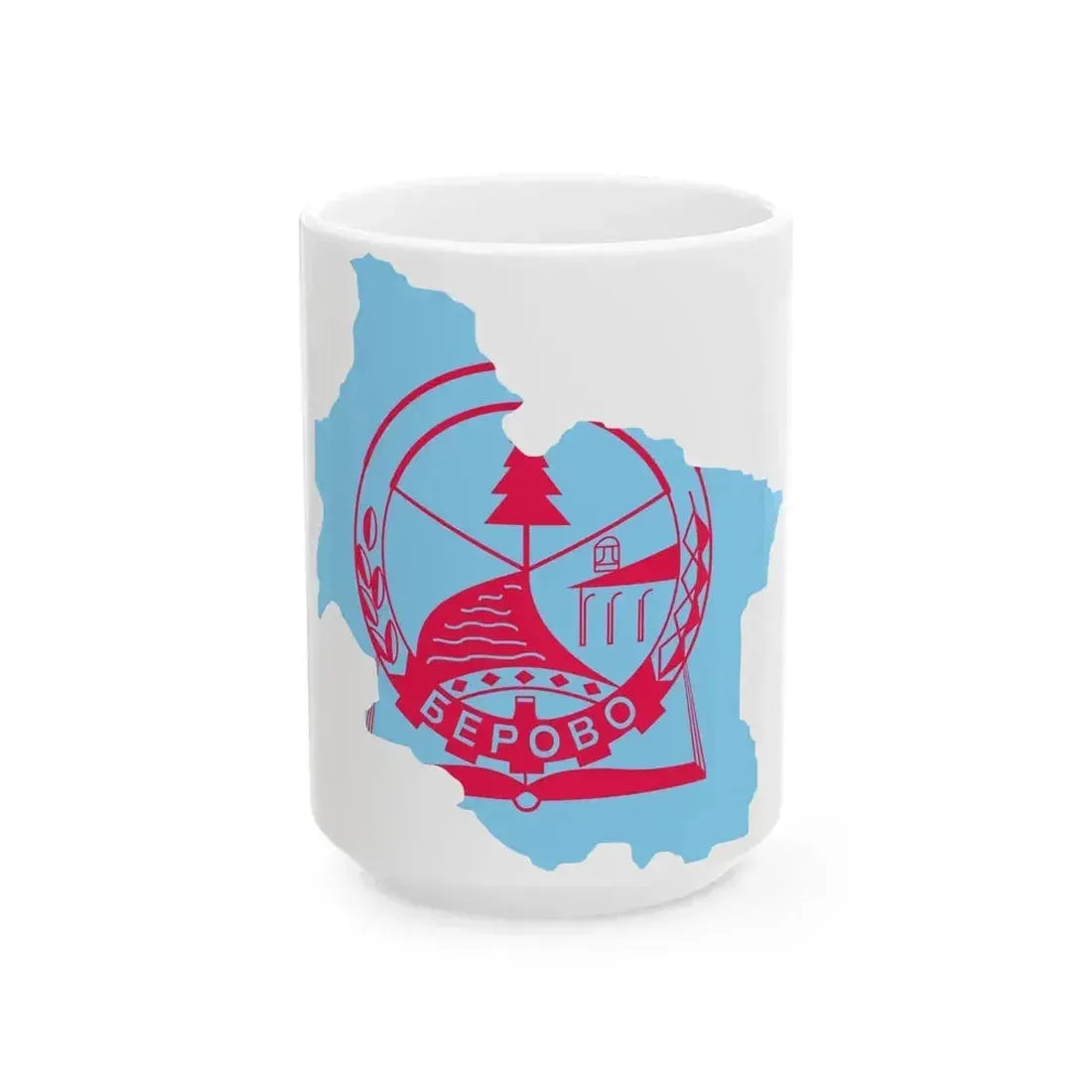 Flag map of Berovo Municipality (North Macedonia) White Coffee Mug 15oz - Go Mug Yourself