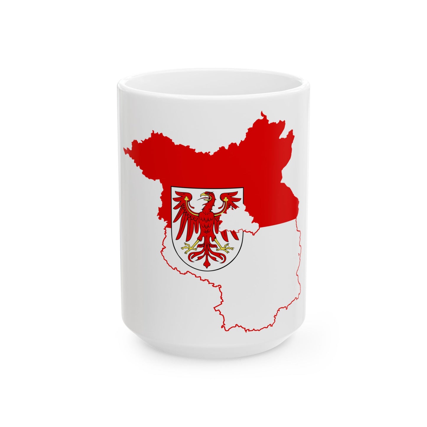 Flag map of Brandenburg (Germany) White Coffee Mug-15oz-Go Mug Yourself