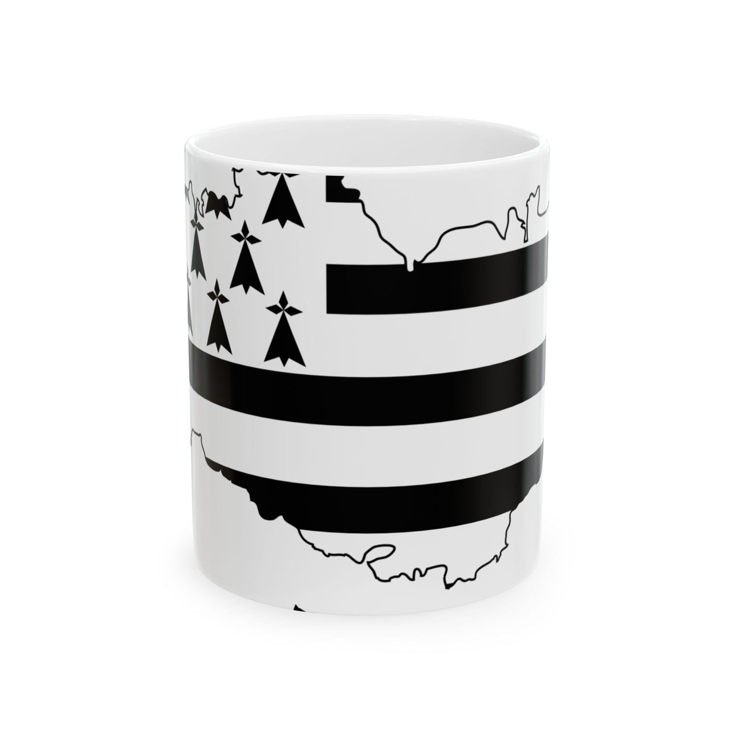 Flag map of Brittany Bretagne (France) White Coffee Mug-11oz-Go Mug Yourself