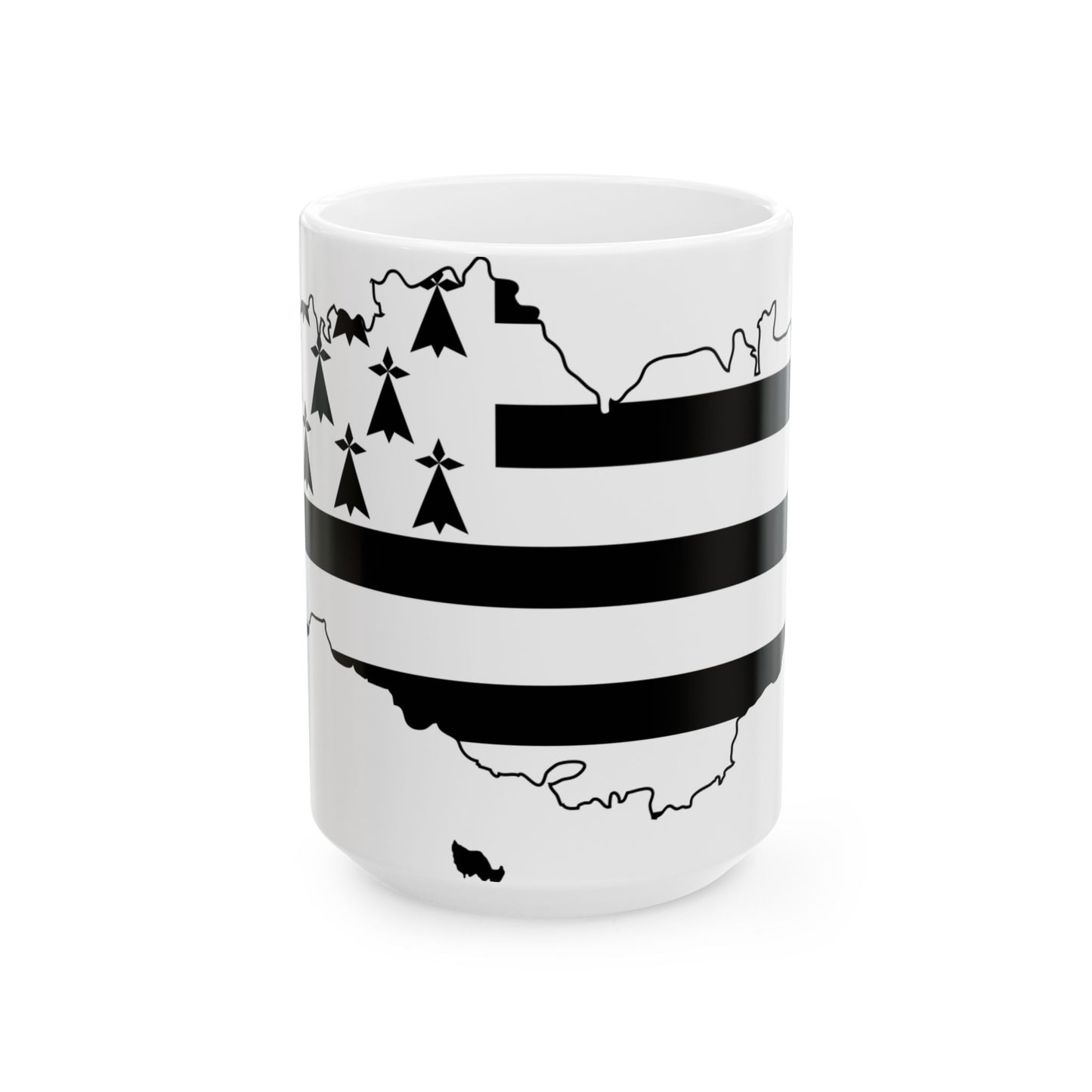 Flag map of Brittany Bretagne (France) White Coffee Mug-15oz-Go Mug Yourself
