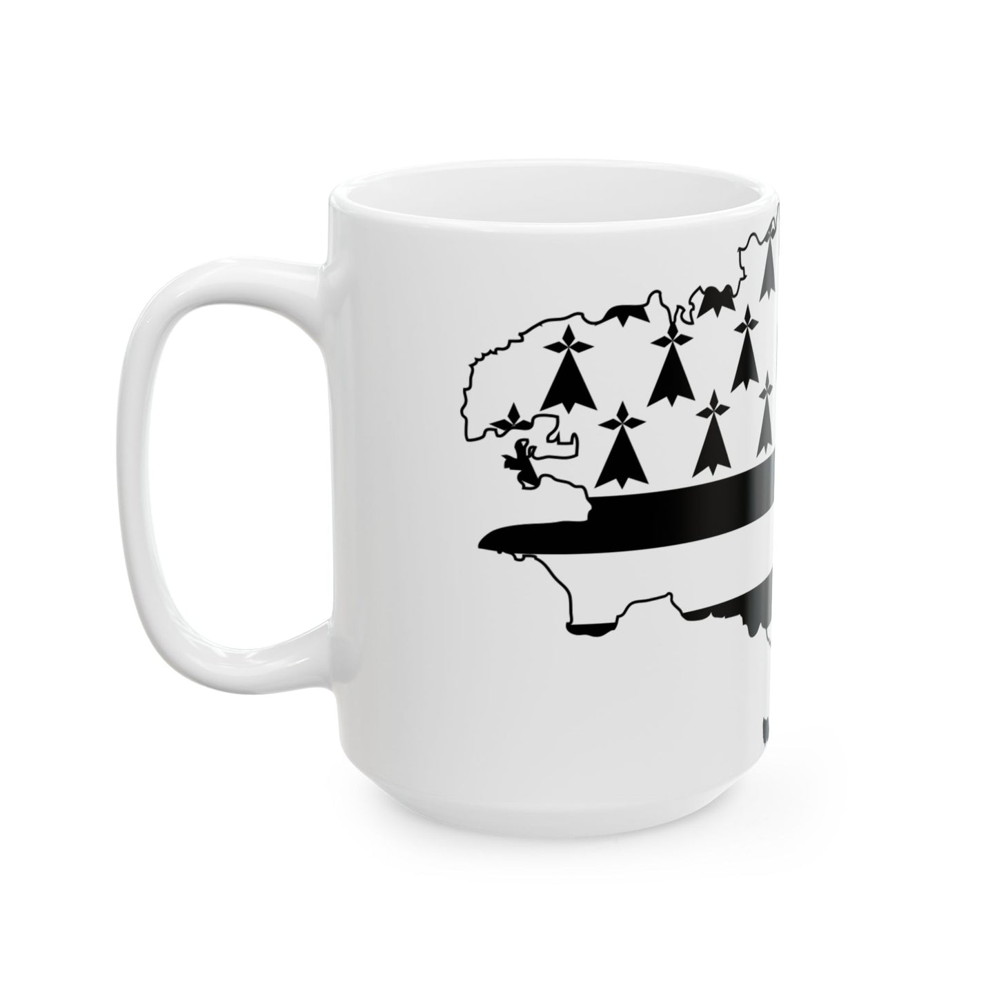 Flag map of Brittany Bretagne (France) White Coffee Mug-Go Mug Yourself