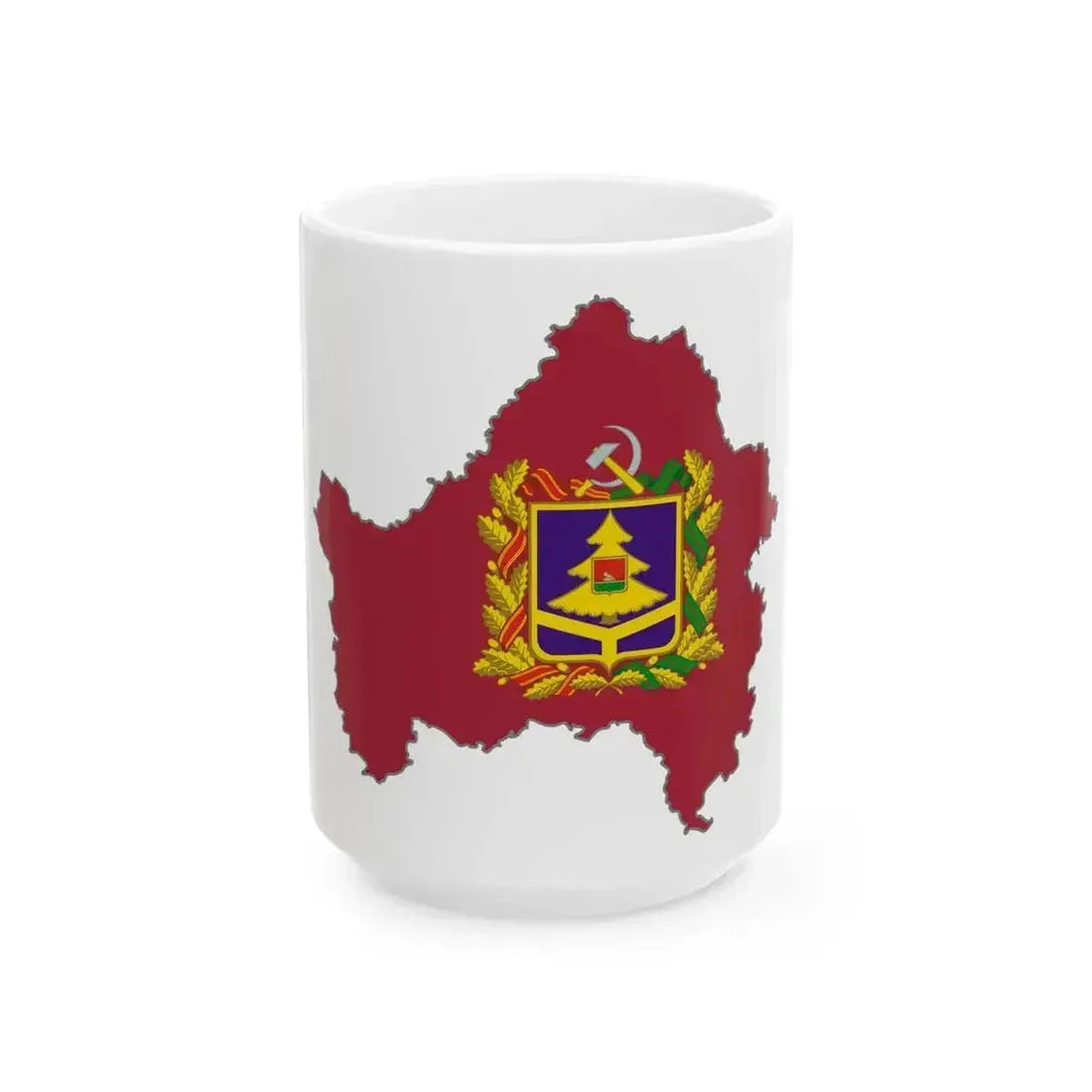 Flag map of Bryansk Oblast (Russia) White Coffee Mug 15oz - Go Mug Yourself
