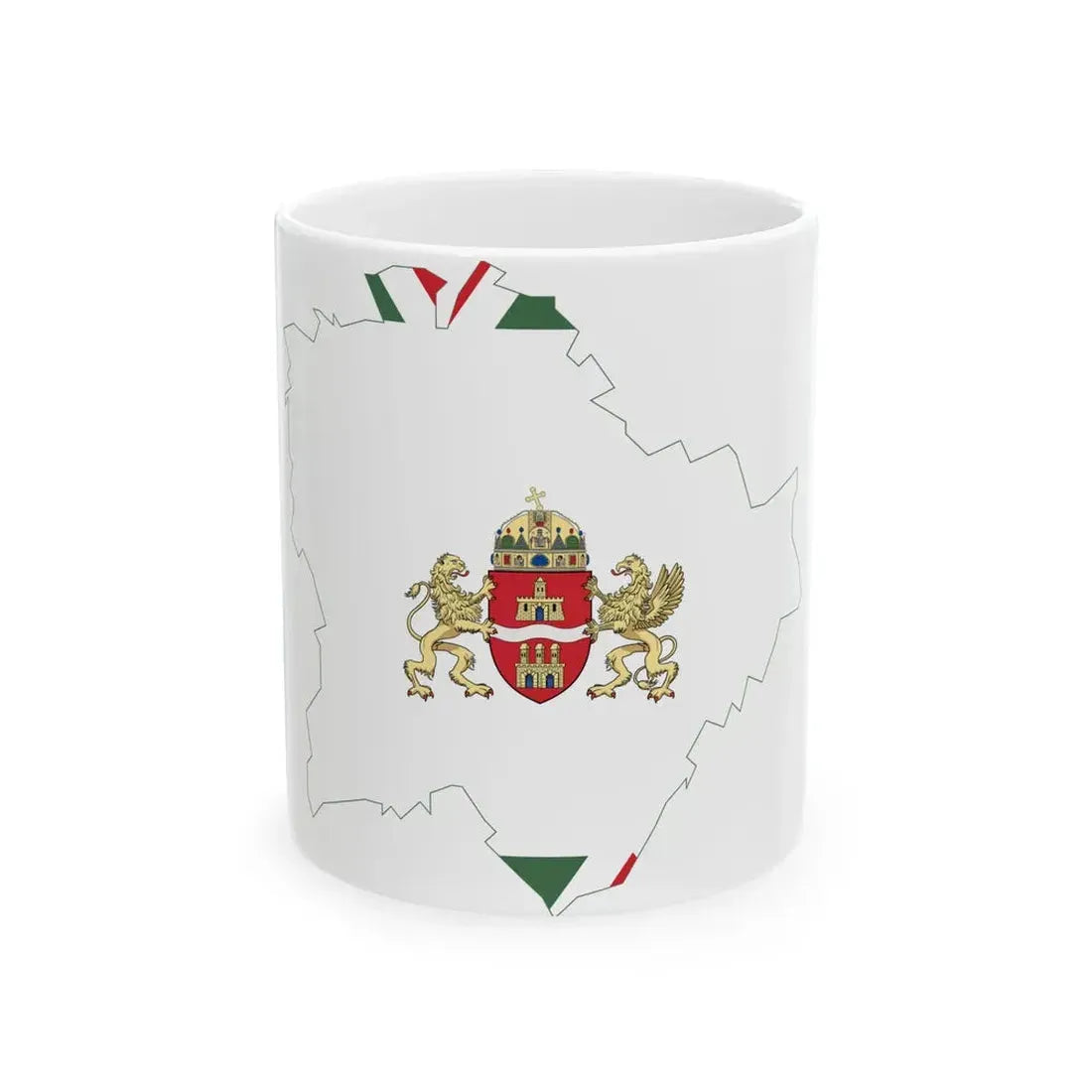 Flag-map of Budapest (Hungary) White Coffee Mug 11oz - Go Mug Yourself