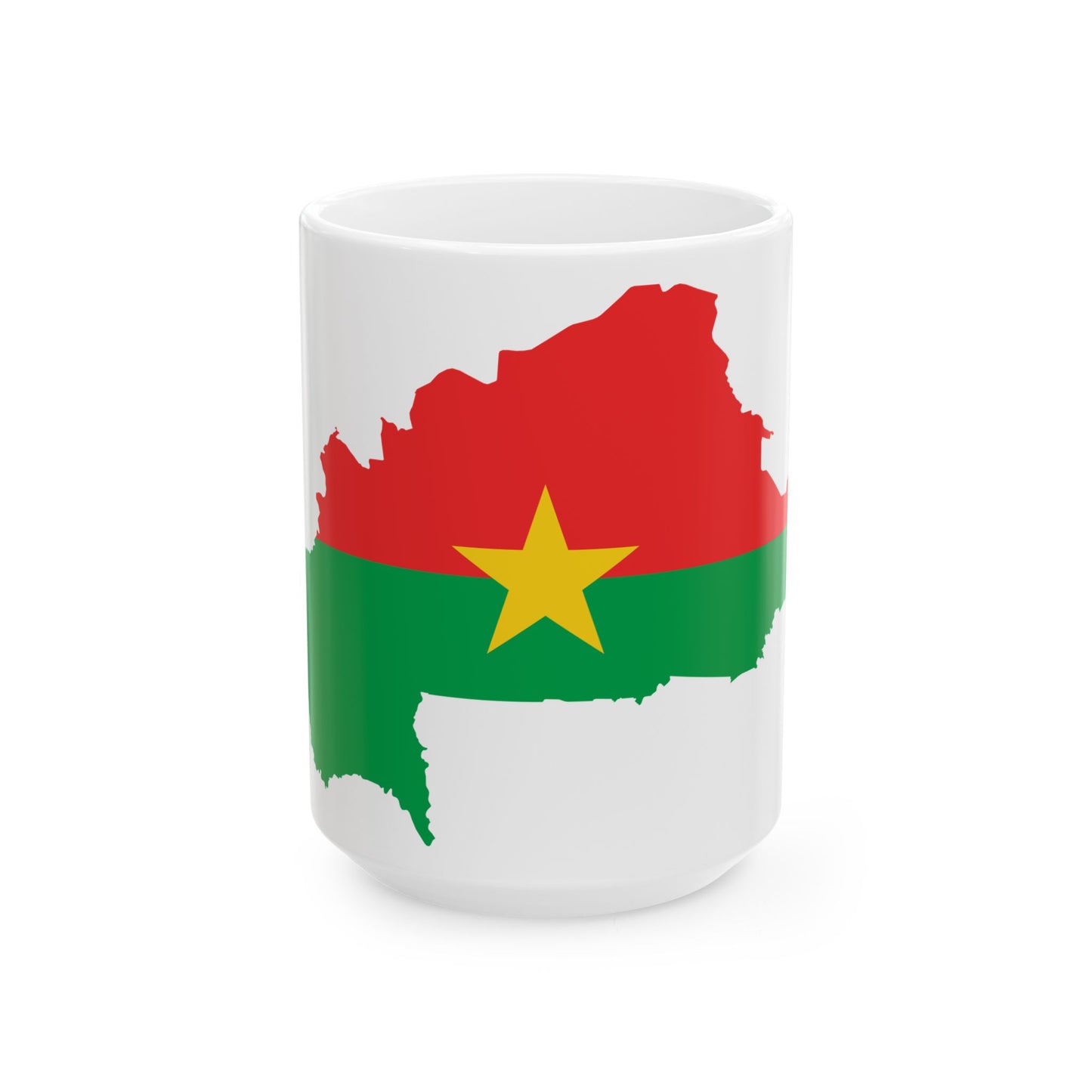 Flag map of Burkina Faso (Burkina Faso) White Coffee Mug-15oz-Go Mug Yourself