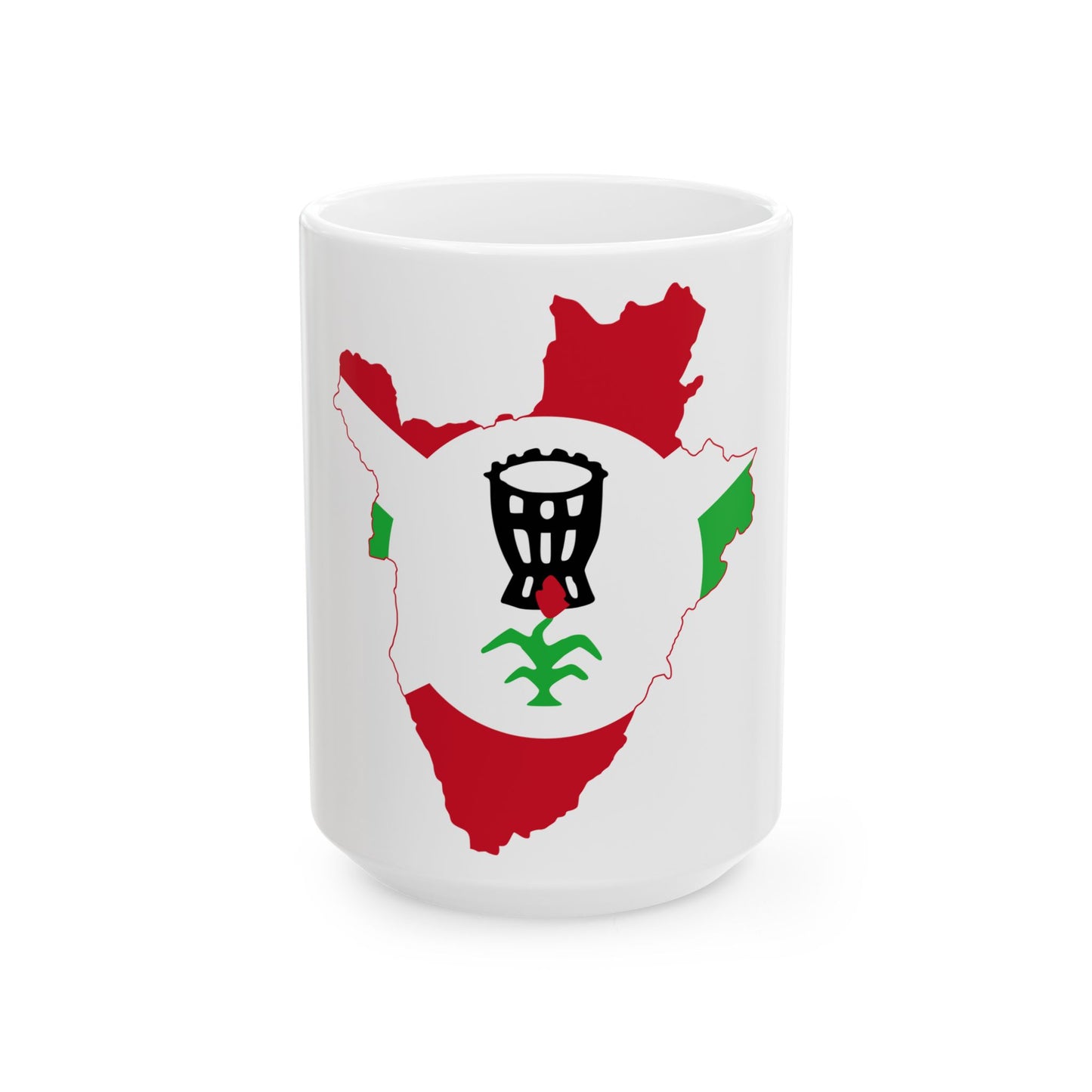 Flag map of Burundi 1962-1966 (Burundi) White Coffee Mug-15oz-Go Mug Yourself