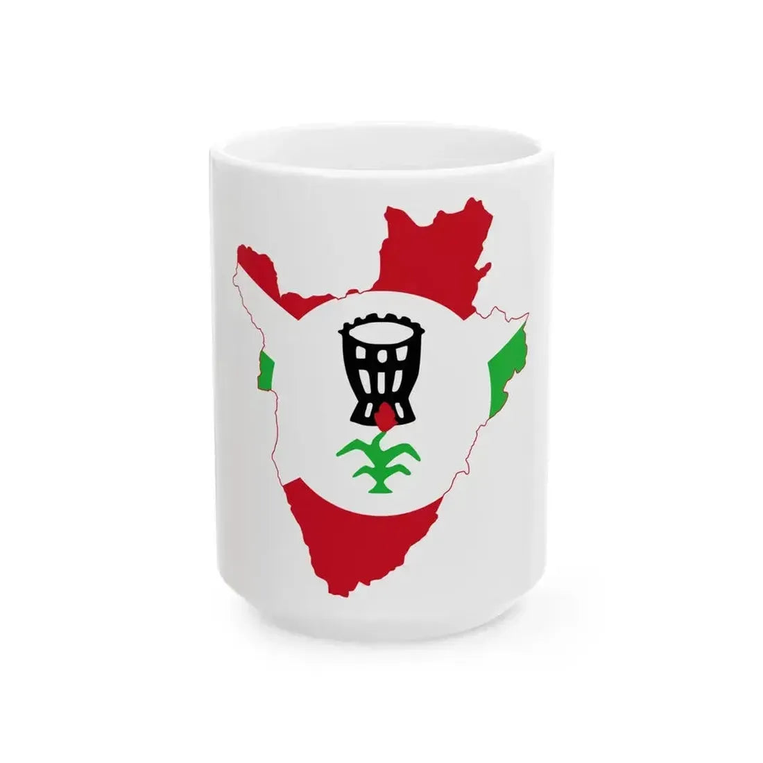 Flag map of Burundi 1962-1966 (Burundi) White Coffee Mug 15oz - Go Mug Yourself