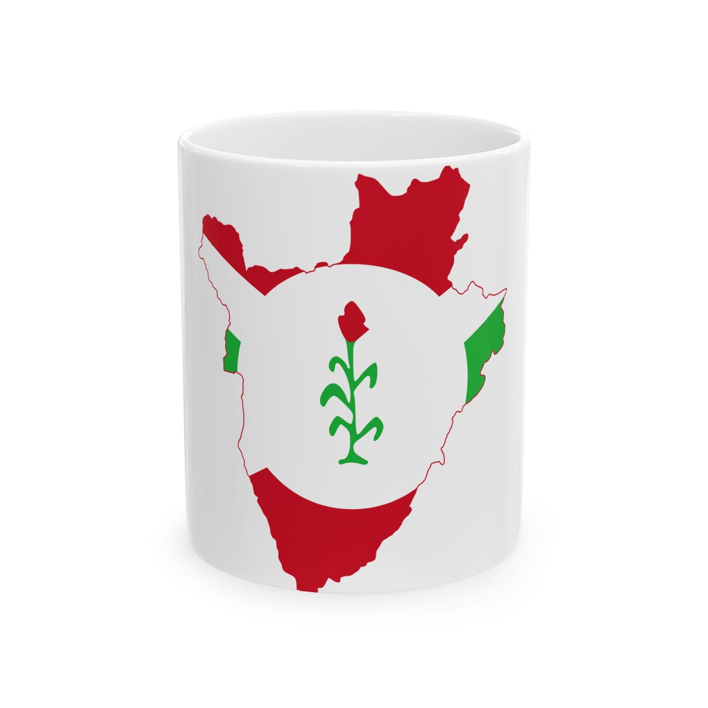 Flag map of Burundi 1966-1967 (Burundi) White Coffee Mug-11oz-Go Mug Yourself