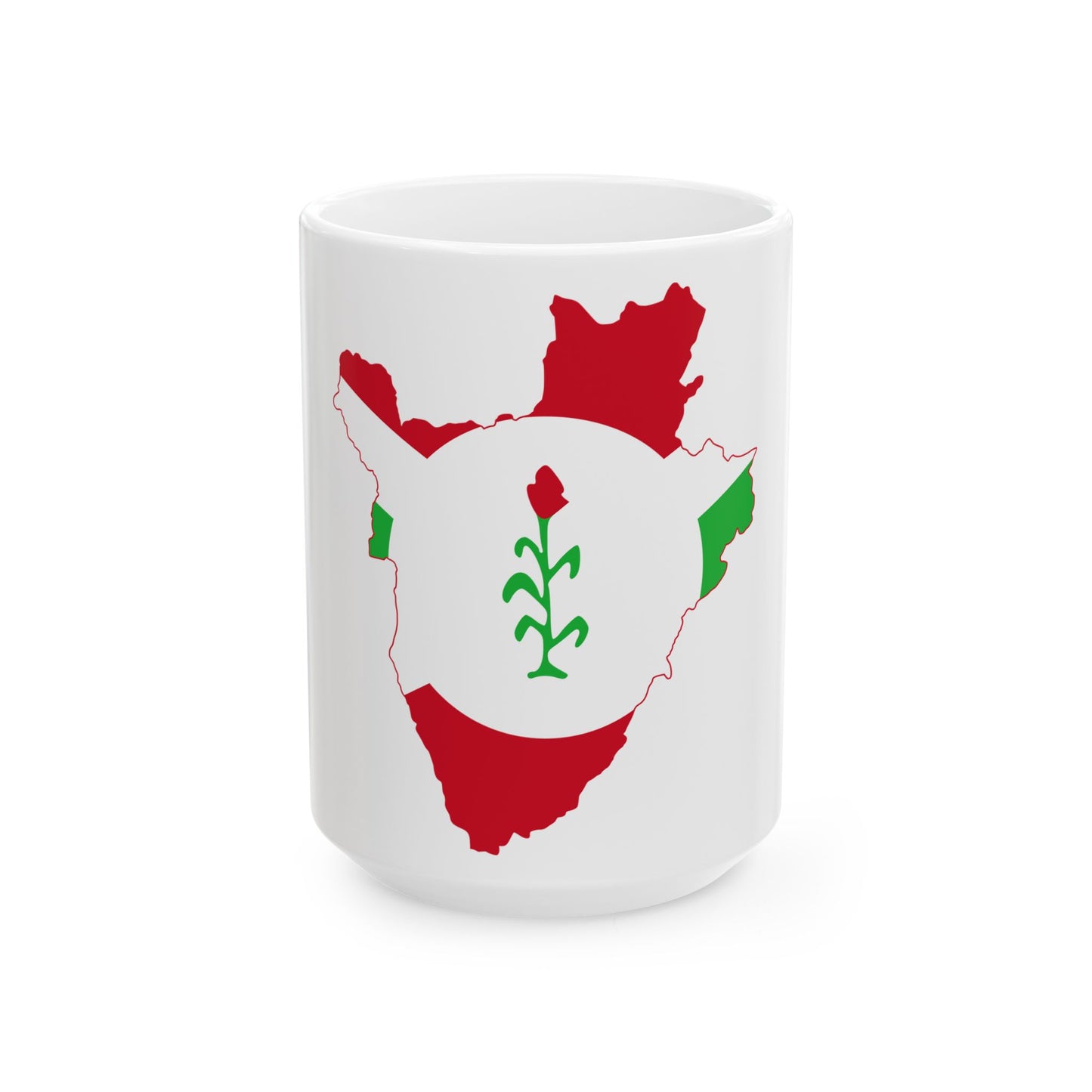 Flag map of Burundi 1966-1967 (Burundi) White Coffee Mug-15oz-Go Mug Yourself