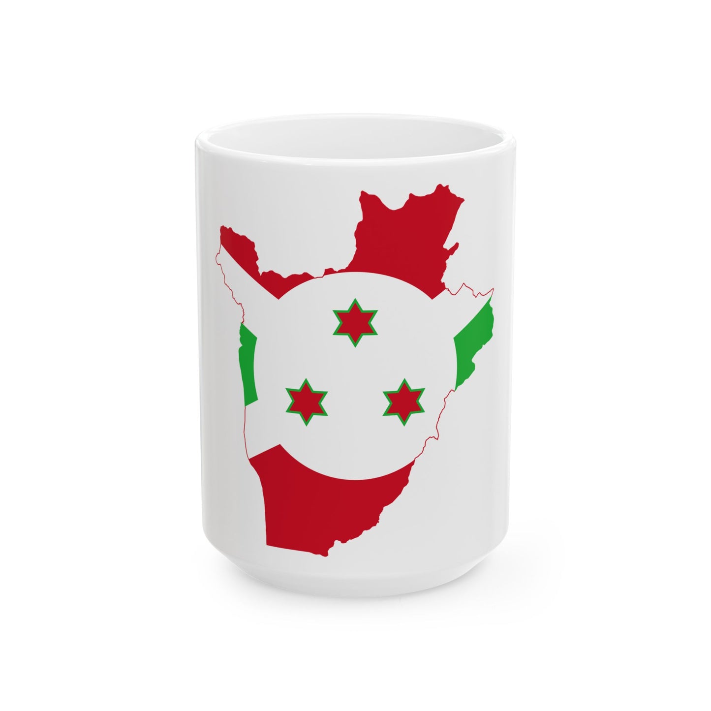 Flag map of Burundi (Burundi) White Coffee Mug-15oz-Go Mug Yourself