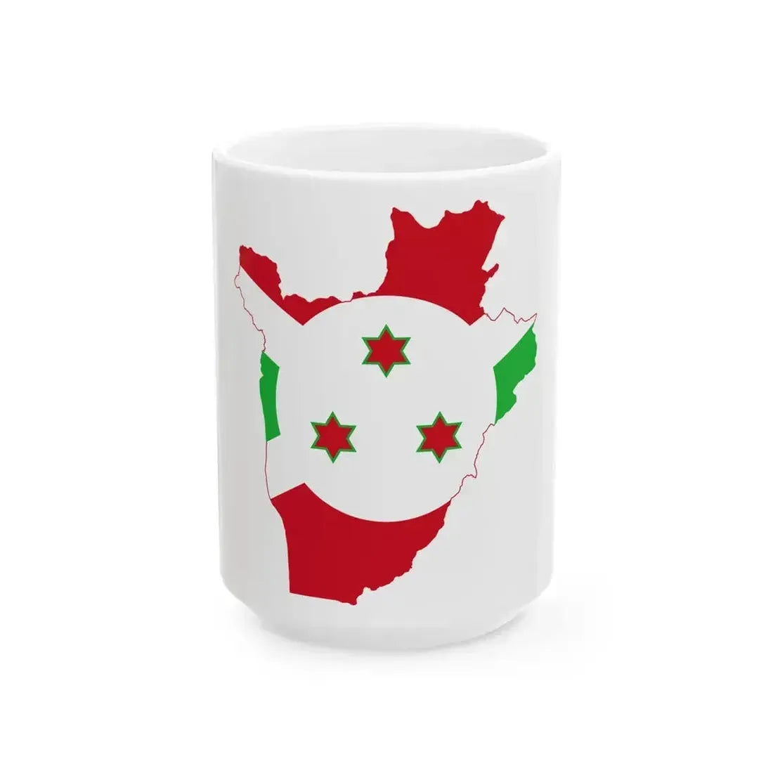 Flag map of Burundi (Burundi) White Coffee Mug 15oz - Go Mug Yourself