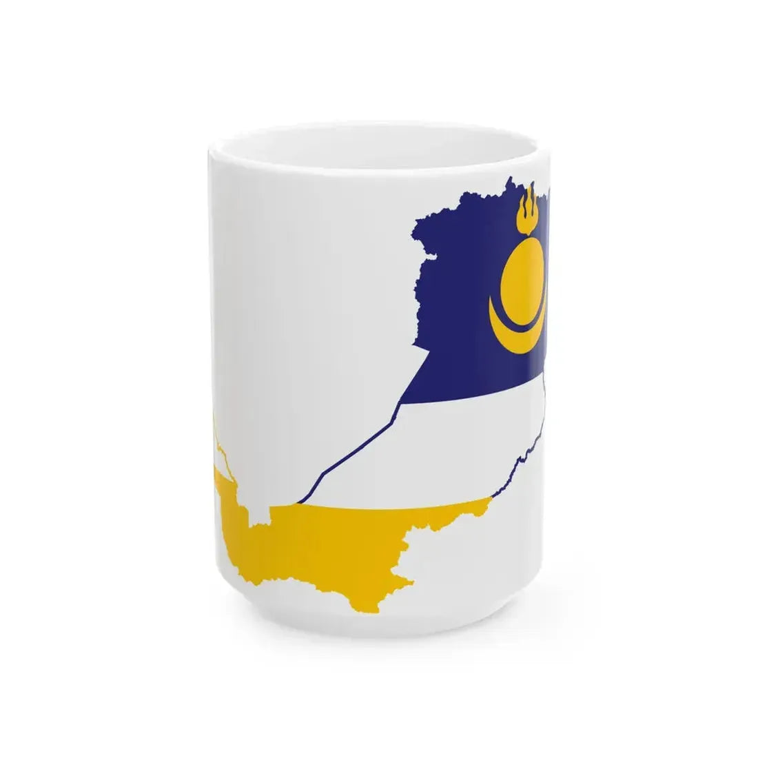Flag-map of Buryatia (Russia) White Coffee Mug 15oz - Go Mug Yourself
